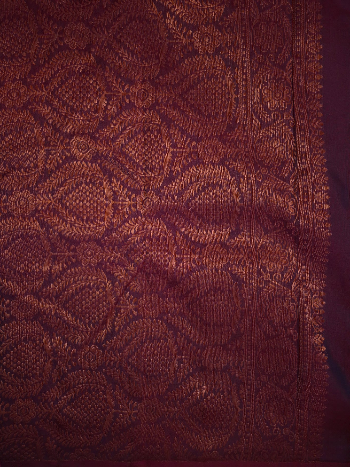 Dual Shade of Navy Blue and Bottle Green Plain Borderless Soft Silk Saree with contrast Maroon Pallu