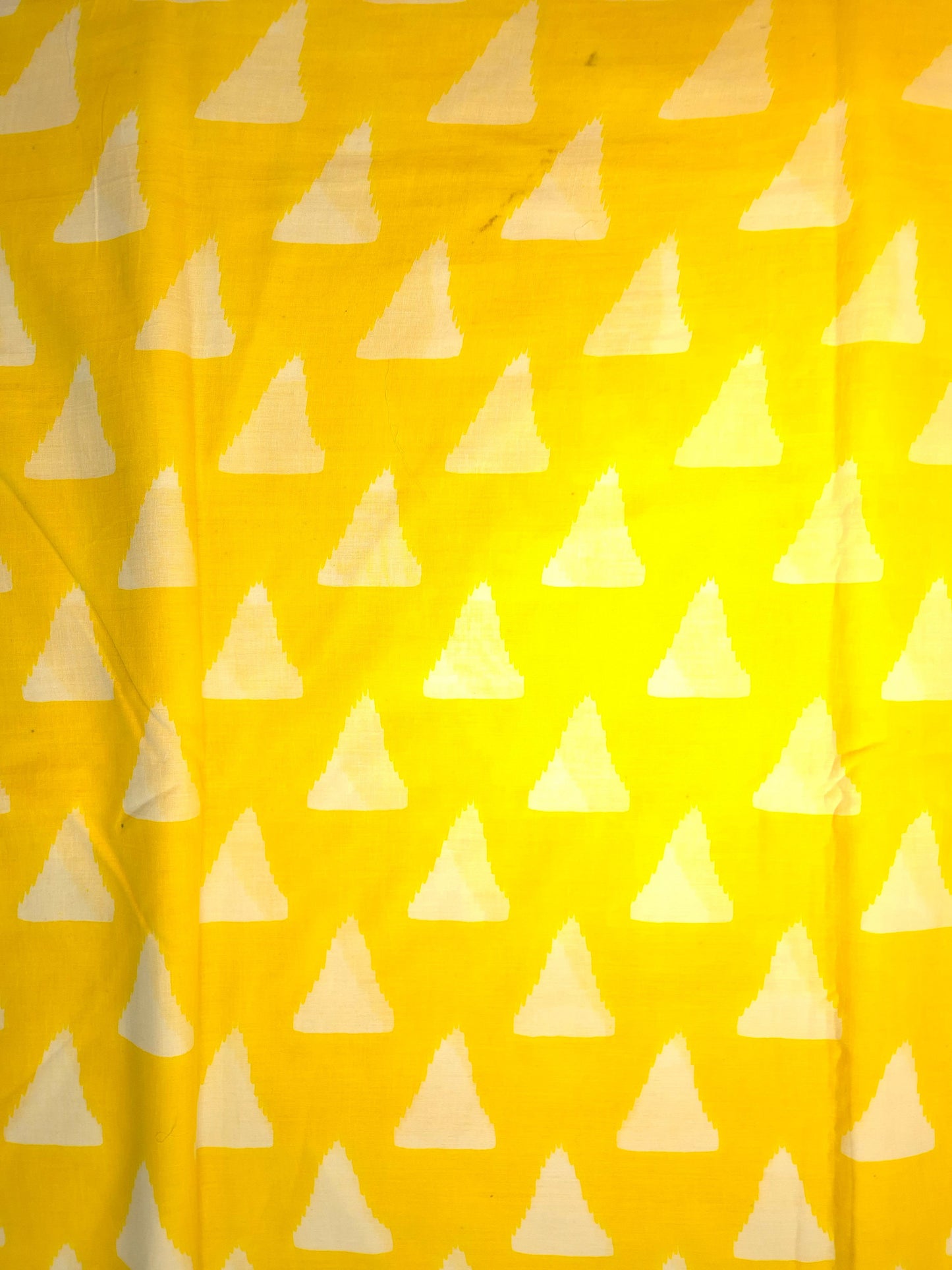 Yellow with White Triangles Printed Pure Cotton Saree
