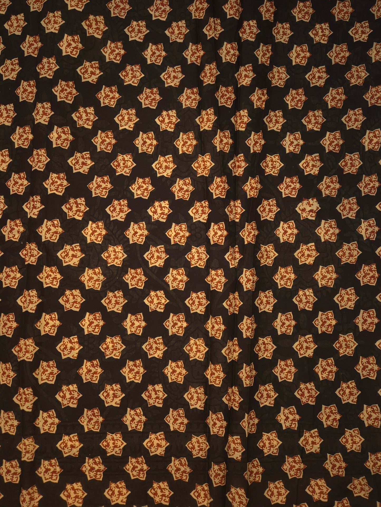 Rust Orange and Peachish Floral Motifs Printed Pure Cotton Saree