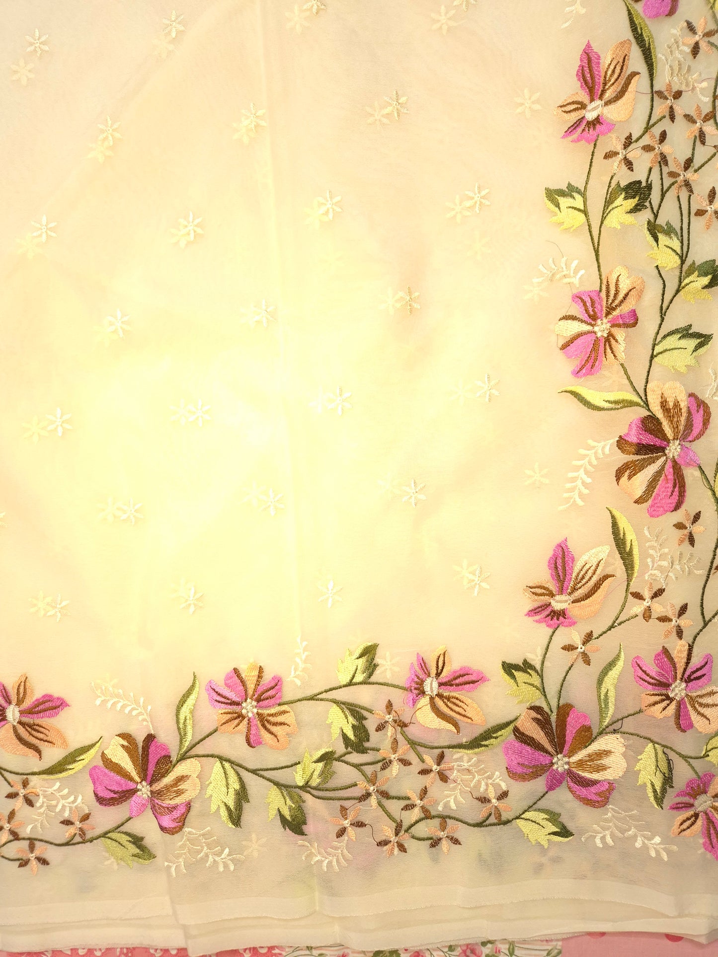 Off-White Banarasi Embroidery Tissue Saree