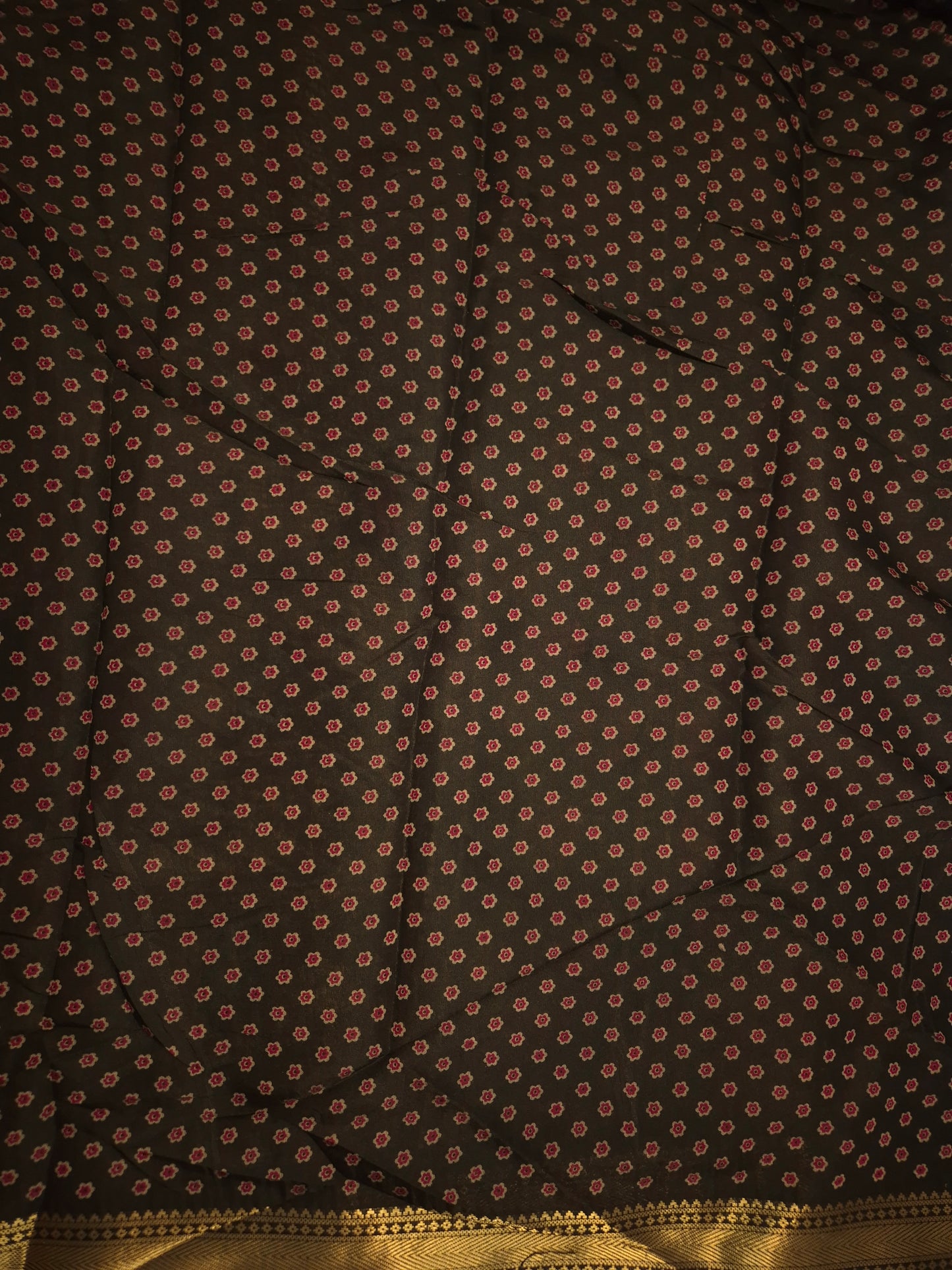 Maroon Maheswari Cotton Silk Saree with Digital Kalamkari Print on Black Border