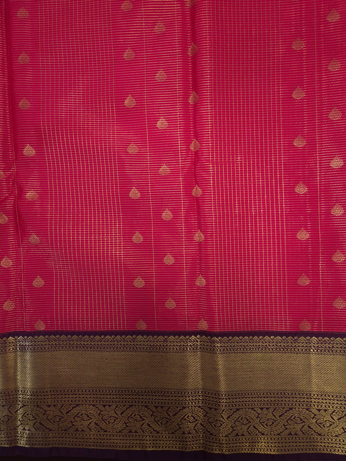 Rani Pink Kanchipuram Semi Silk Saree with Purple Border