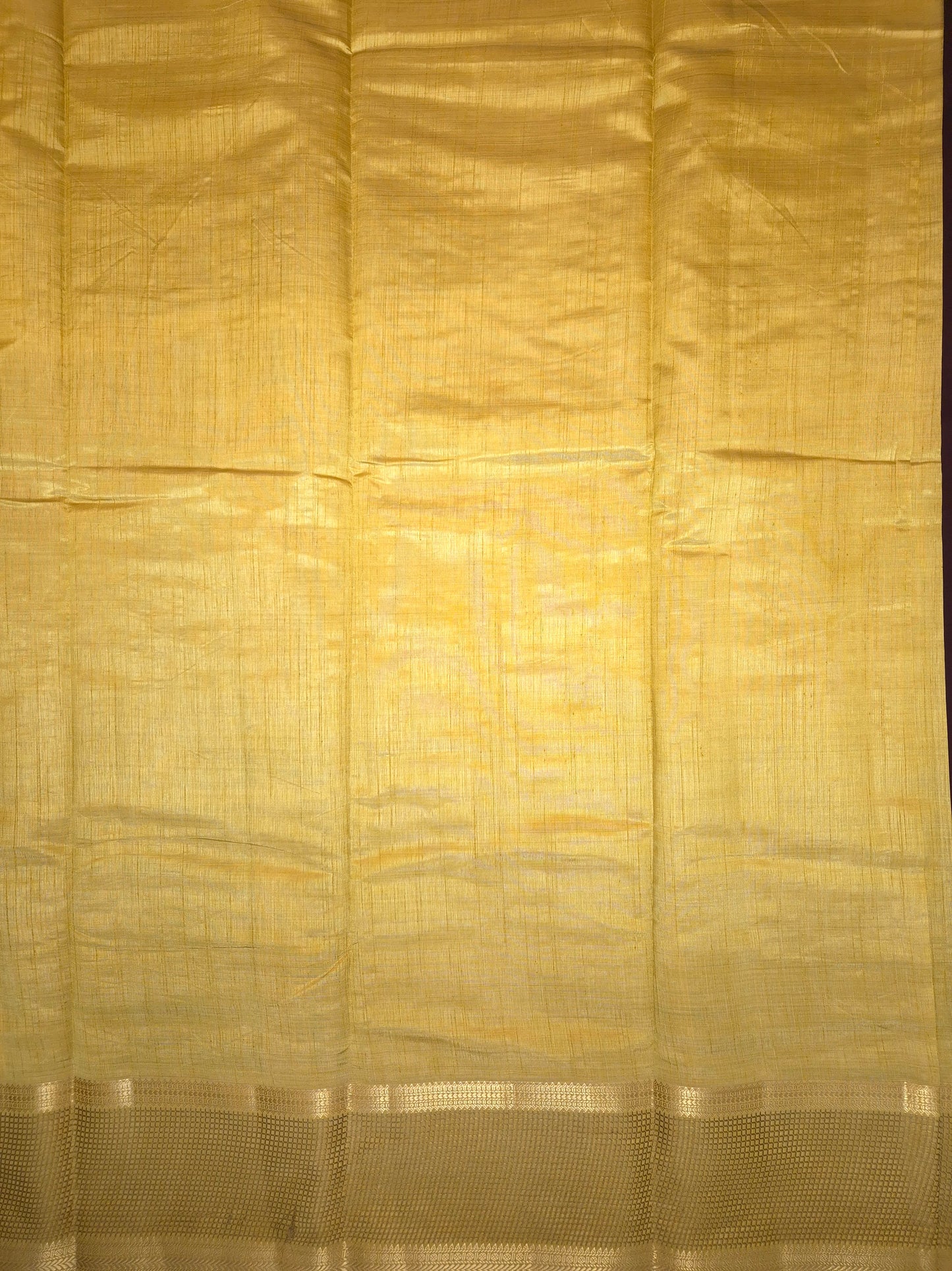 Golden Raw Silk Saree with Checkered Golden Border