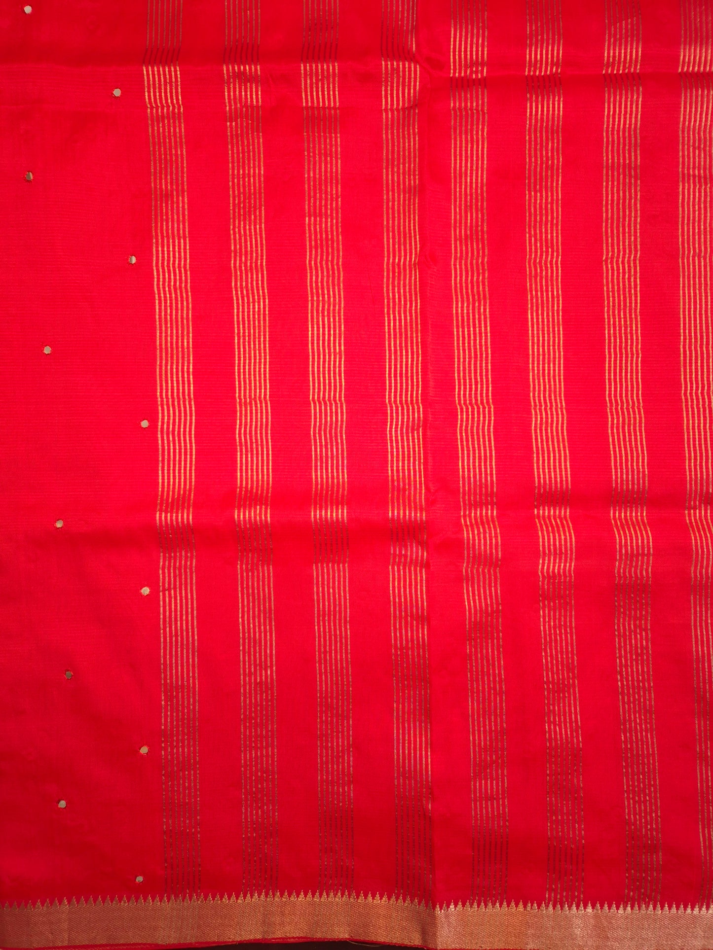 Cherry Red Mangalgiri Pattu Saree with Mirror work