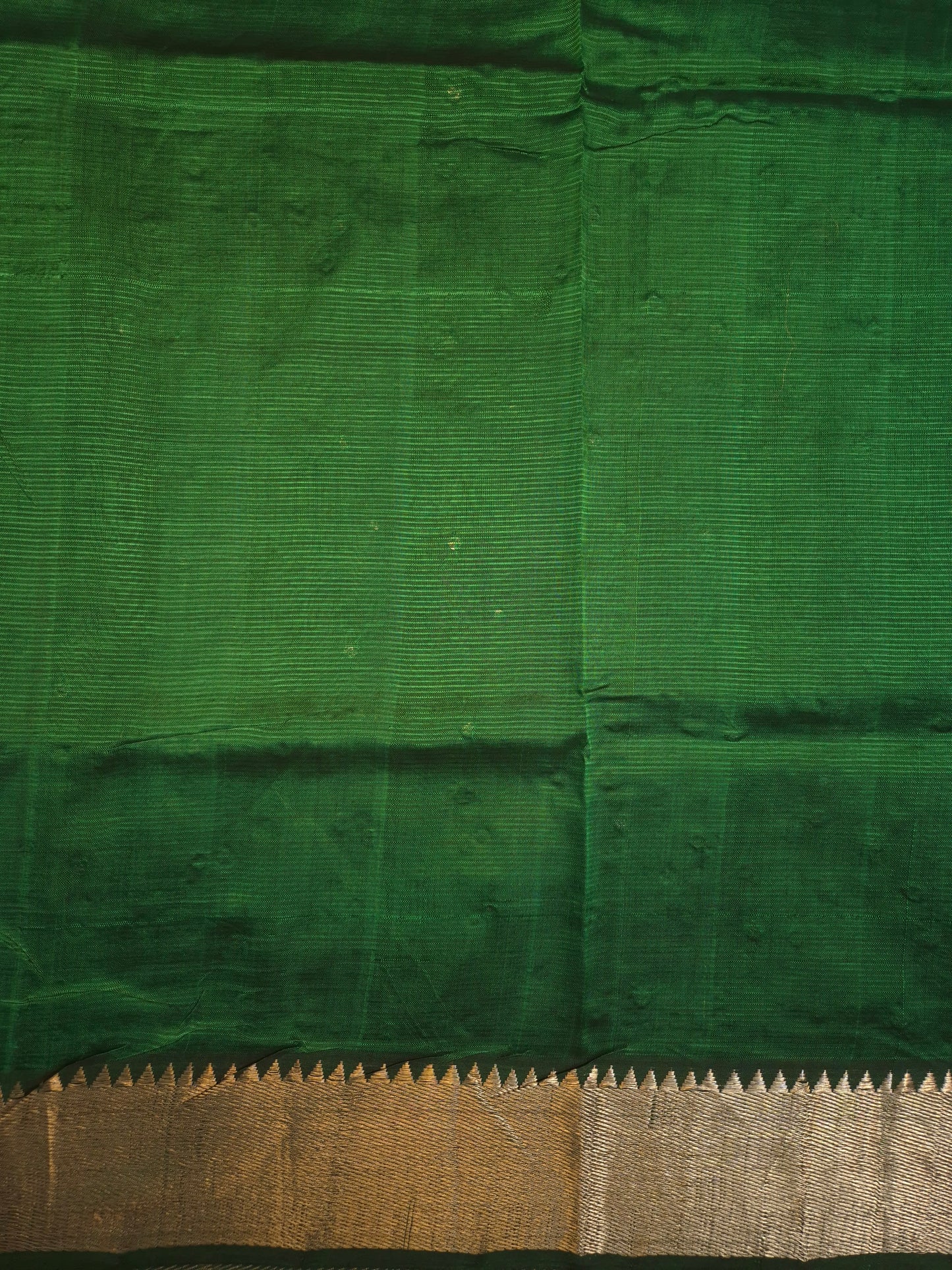 Bottle Green Mangalgiri Pattu Saree with Mirror work