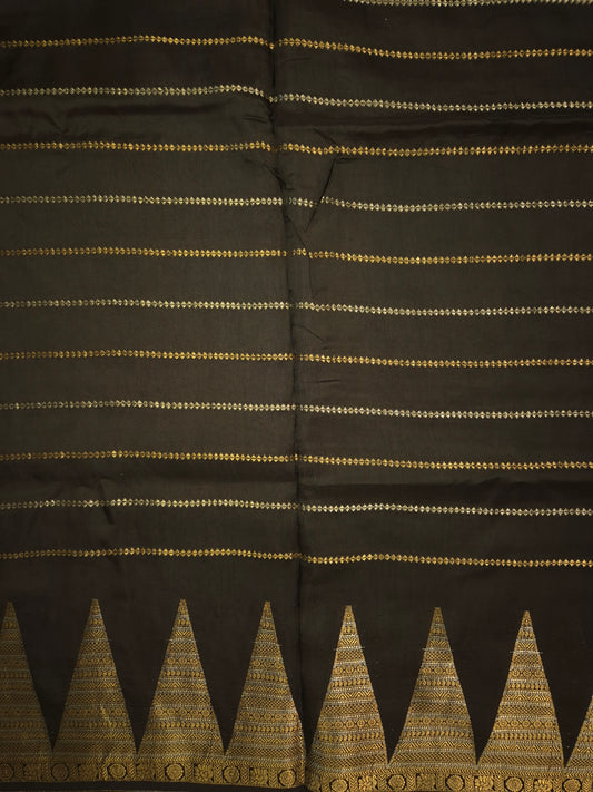 Black Mona Silk Saree with Golden and Silver Zari
