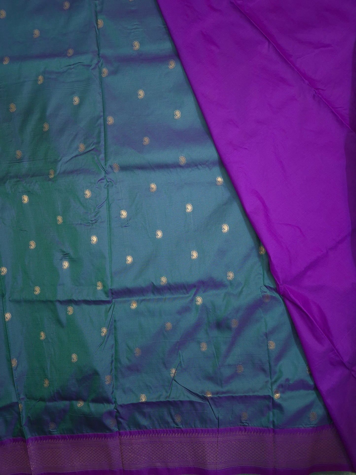 Peacock Green Paithani Saree with Purple Border