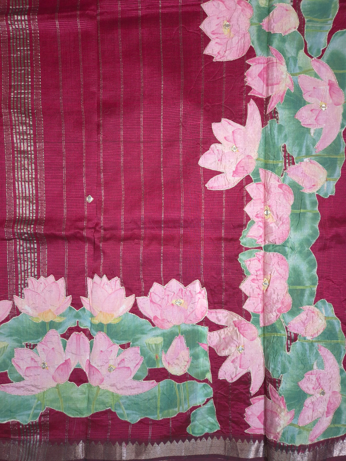 Maroon Lotus Mangalgiri Pattu Saree
