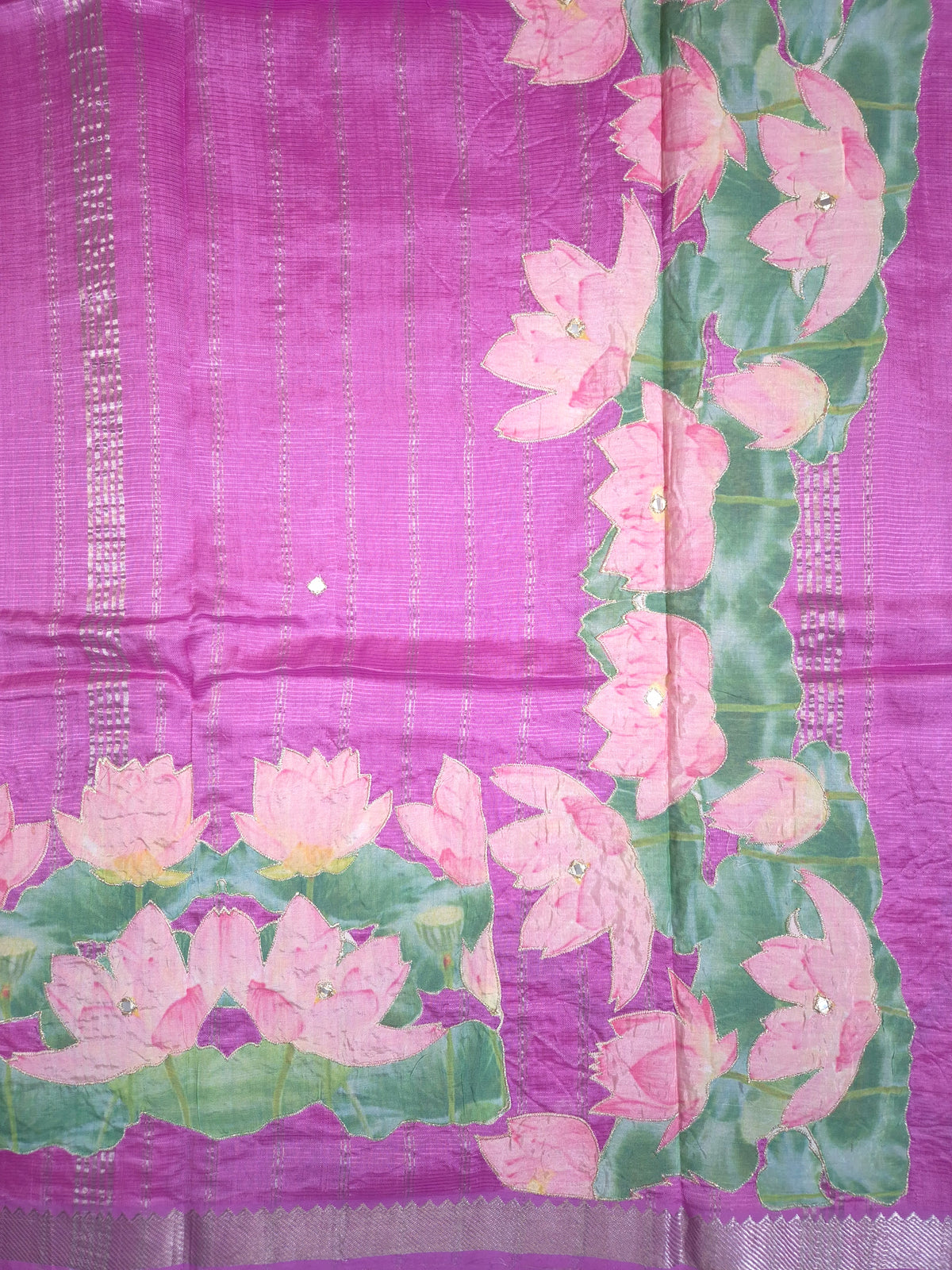 Lavender Pink Lotus Mangalgiri Pattu Saree