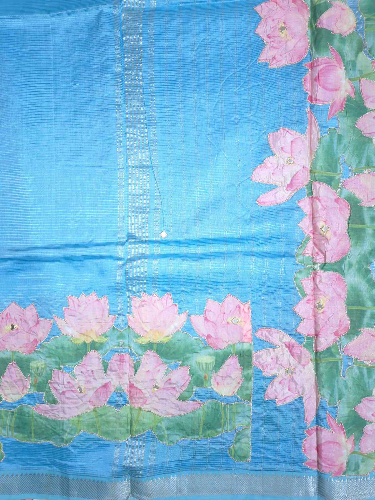 Sky Blue Lotus Mangalgiri Pattu Saree