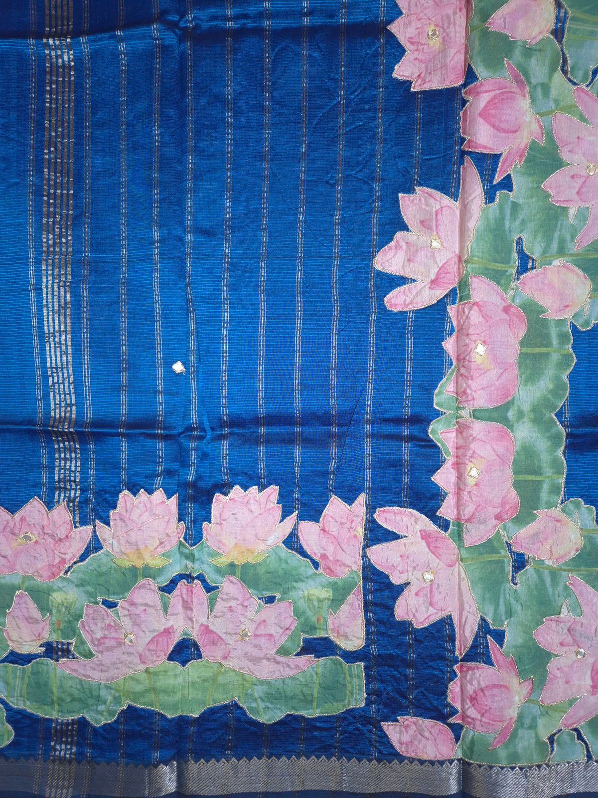 Royal Blue Lotus Mangalgiri Pattu Saree