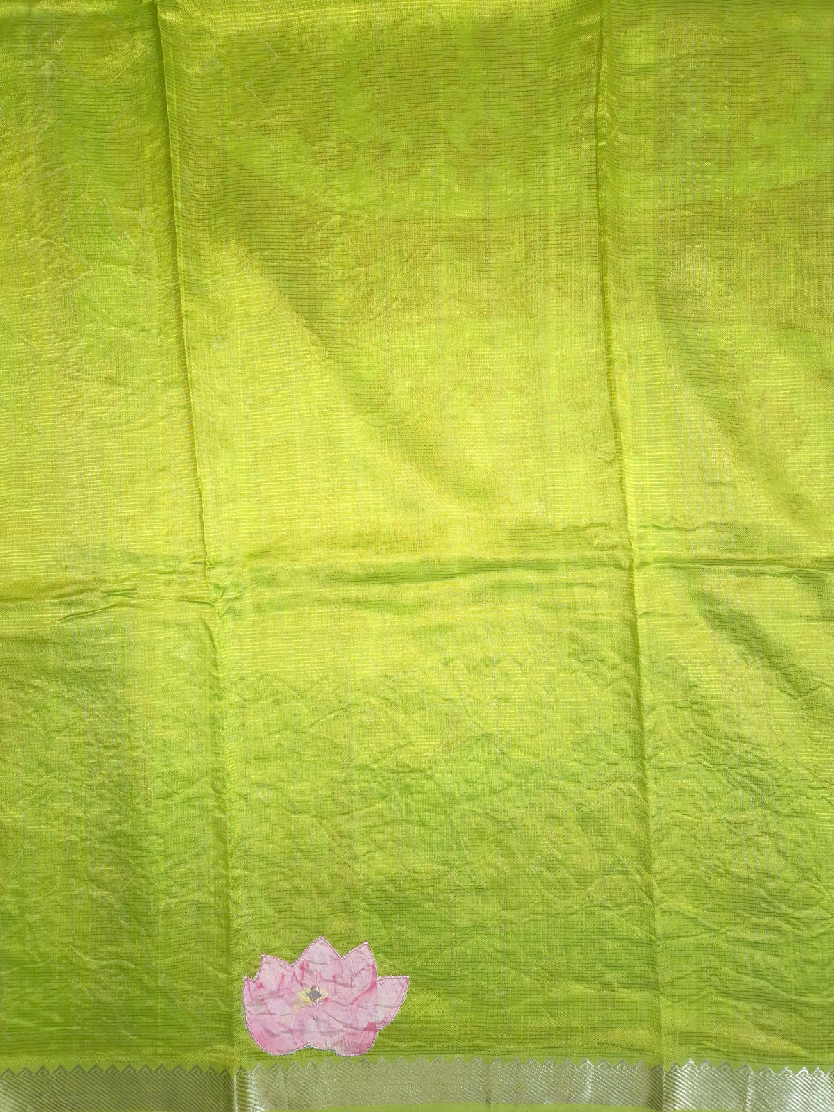 Lime Green Lotus Mangalgiri Pattu Saree
