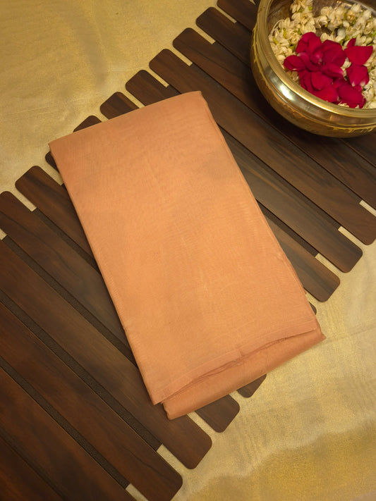 Beige Plain Borderless Soft Silk Saree with contrast Teal Blue color Pallu