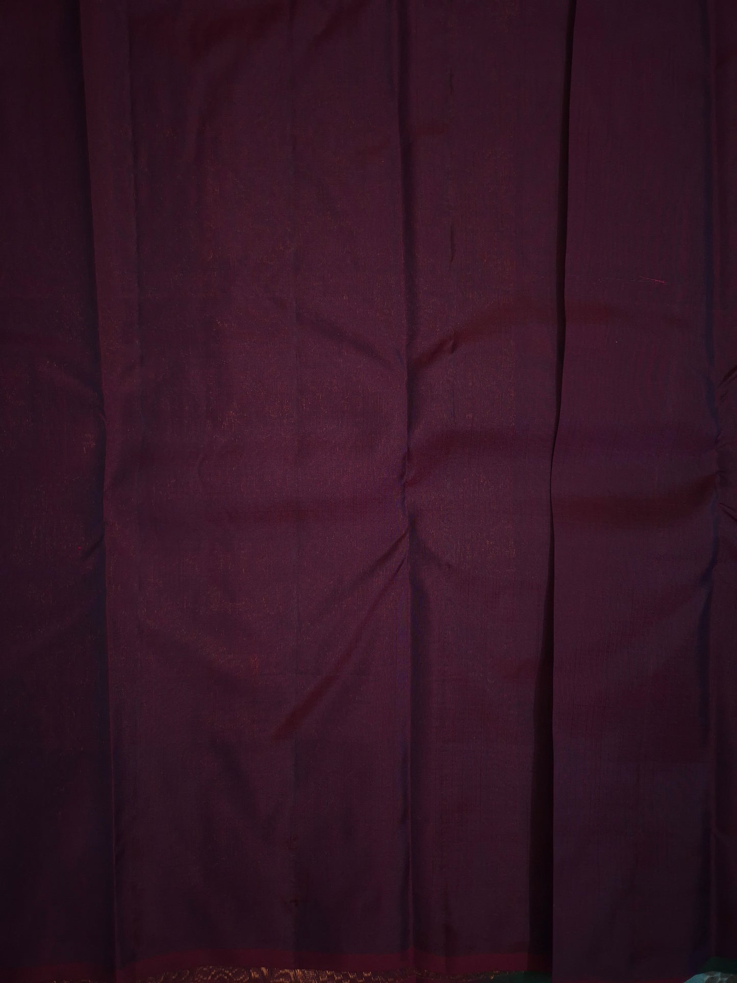 Dual Shade of Navy Blue and Bottle Green Plain Borderless Soft Silk Saree with contrast Maroon Pallu