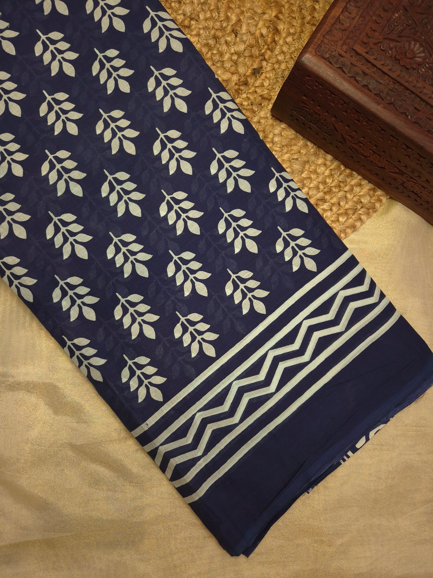 Black and White Floral Printed Pure Cotton Saree