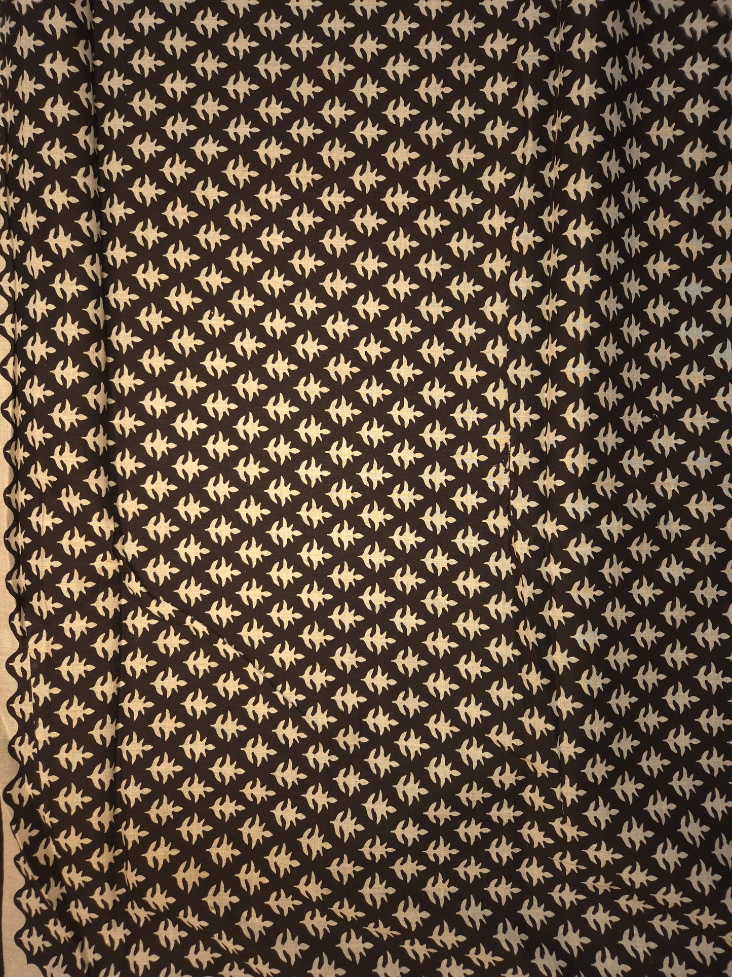 Black and White Striped Printed Pure Cotton Saree