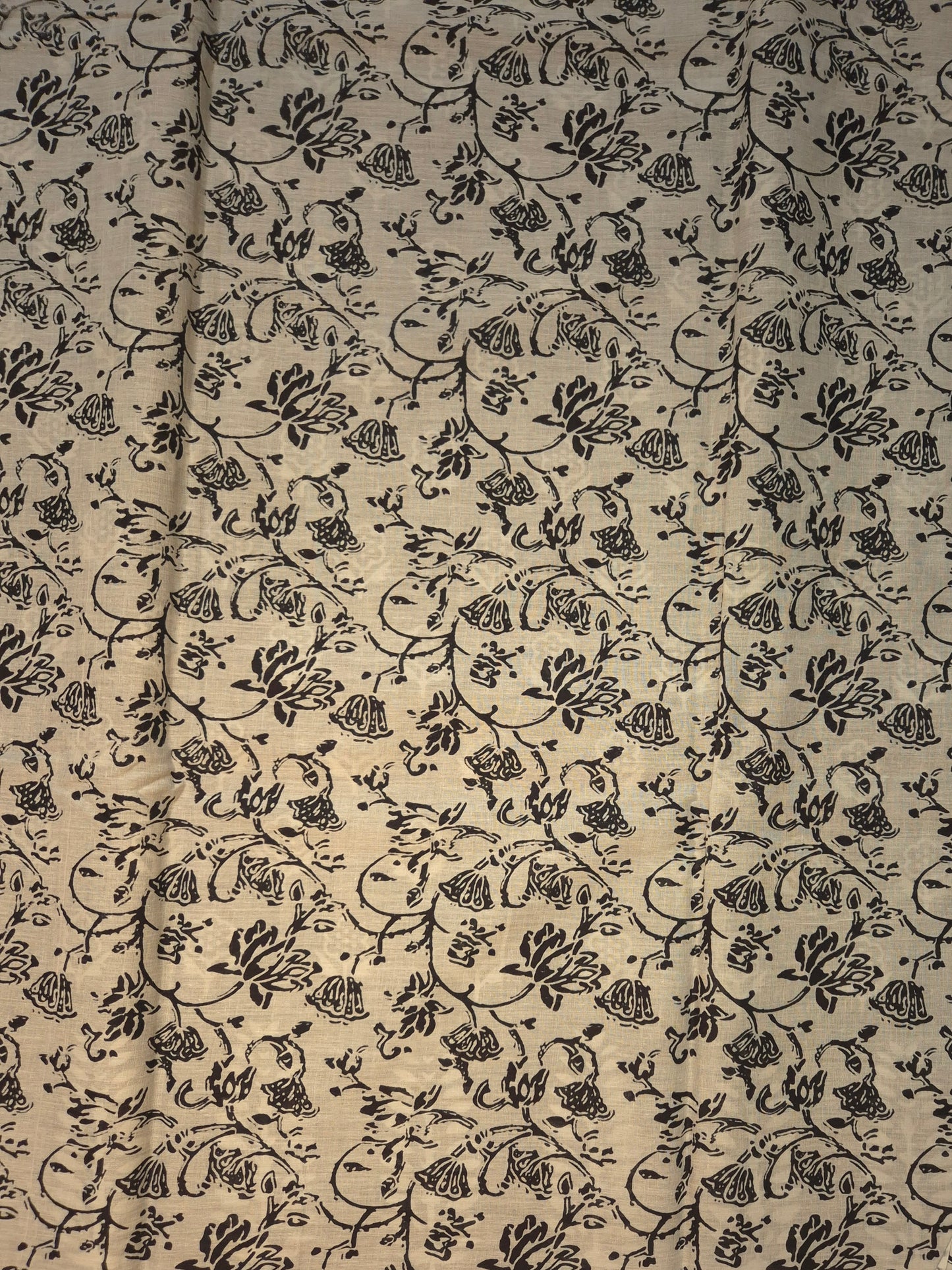 Black and White Floral Printed Pure Cotton Saree