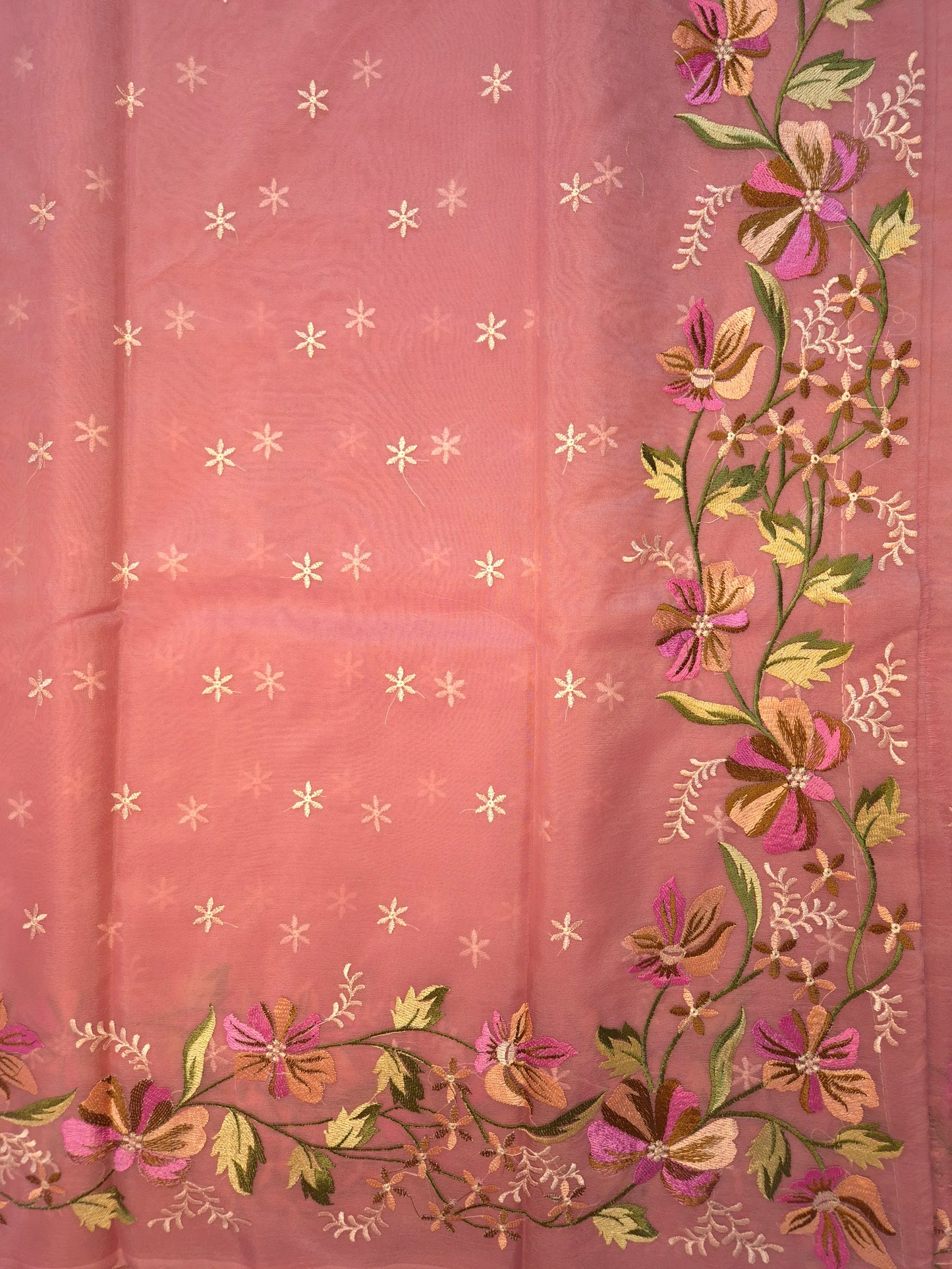 Pink Banarasi Embroidery Tissue Saree