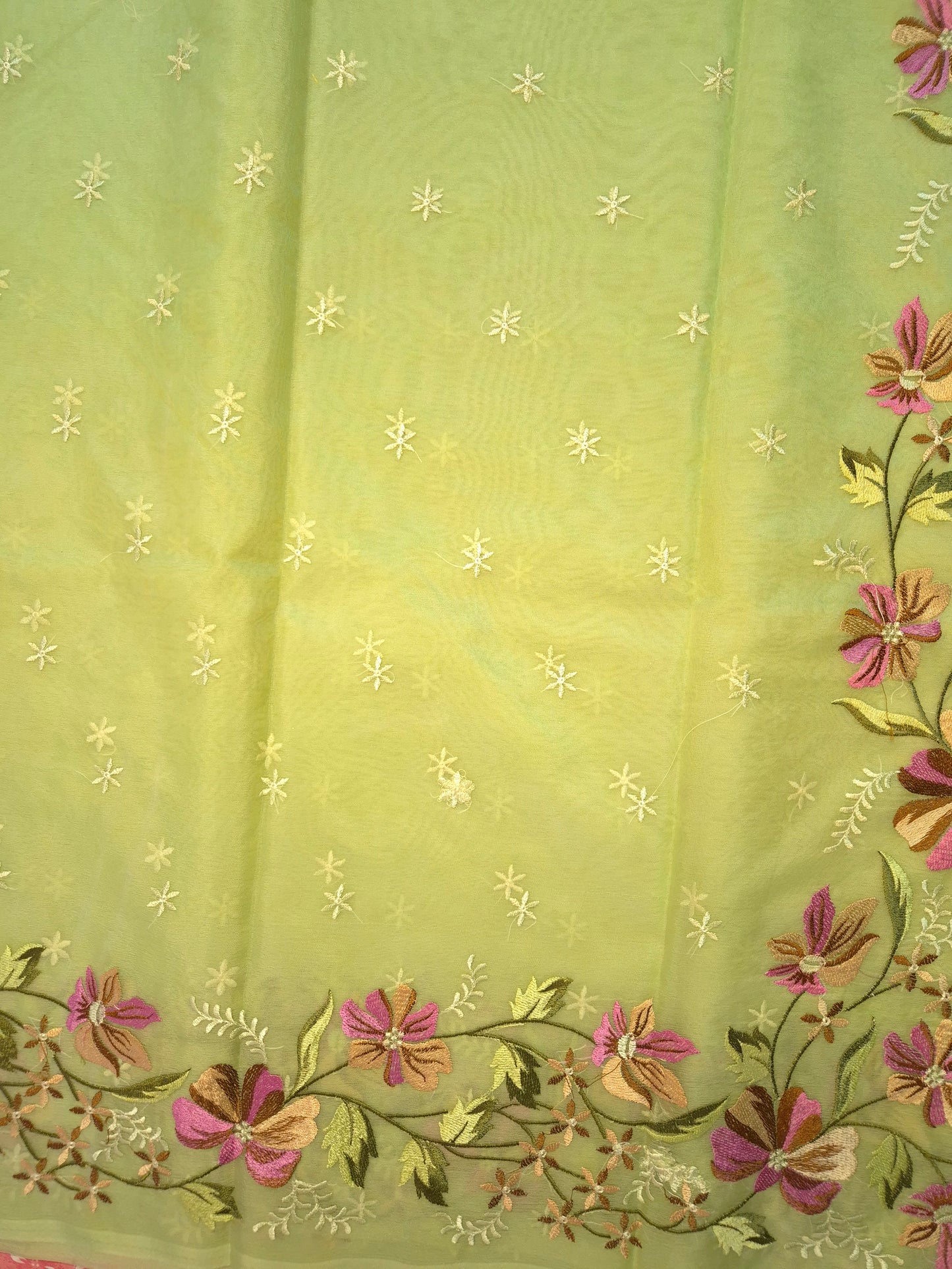 Light Green Banarasi Embroidery Tissue Saree