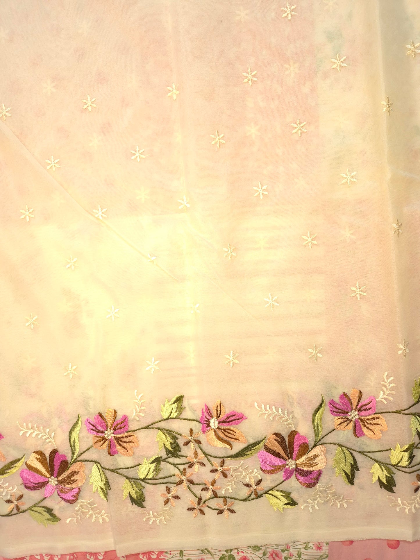 Off-White Banarasi Embroidery Tissue Saree