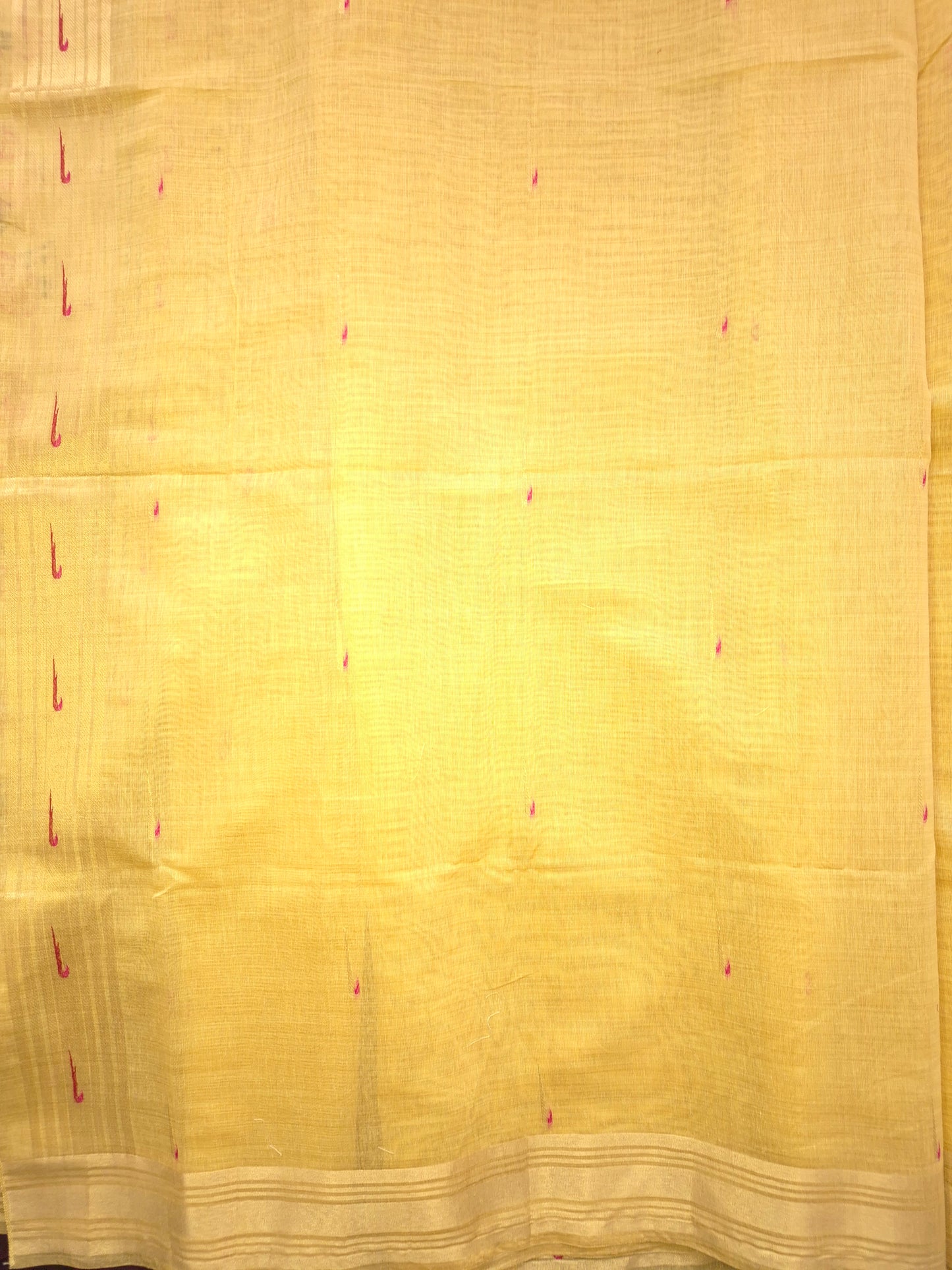 Light Yellow Jamdani Saree with Golden Zari Peacock Buttas and Colorful Peacock Motifs on Pallu