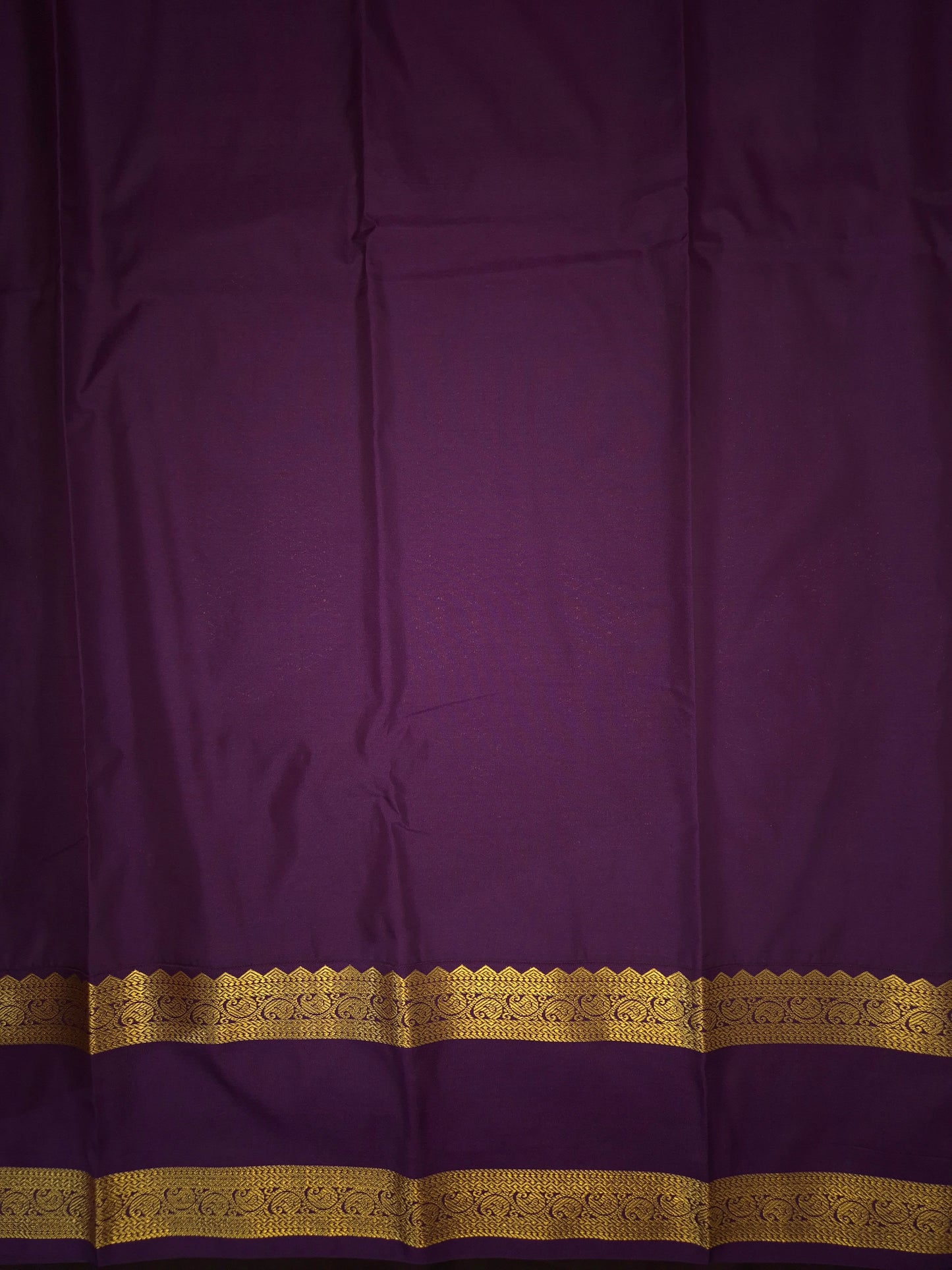 Golden Kanchipuram Semi Silk Saree with Purple Border