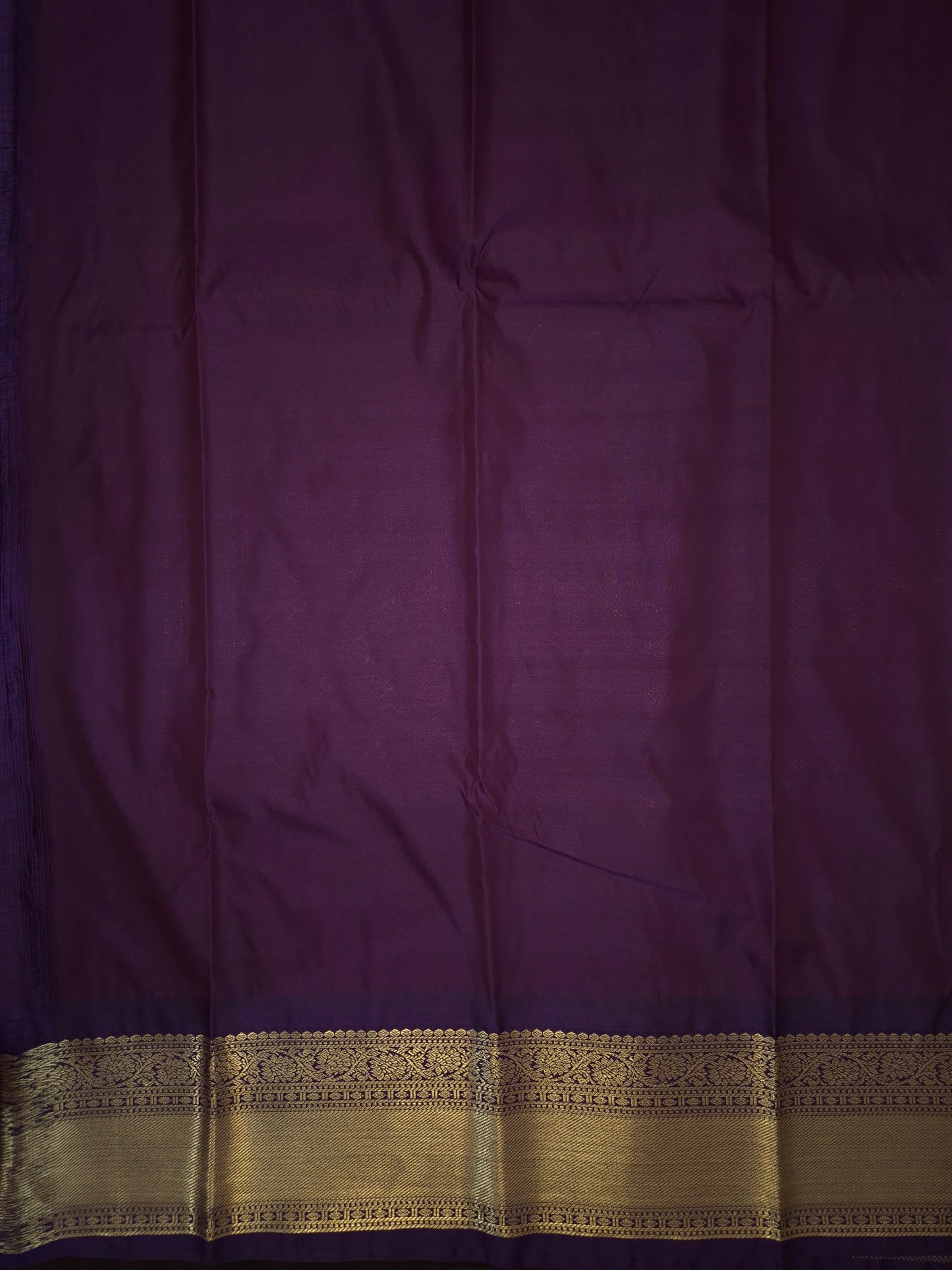 Yellow Checkered Kanchipuram Semi Silk Saree with Purple Border
