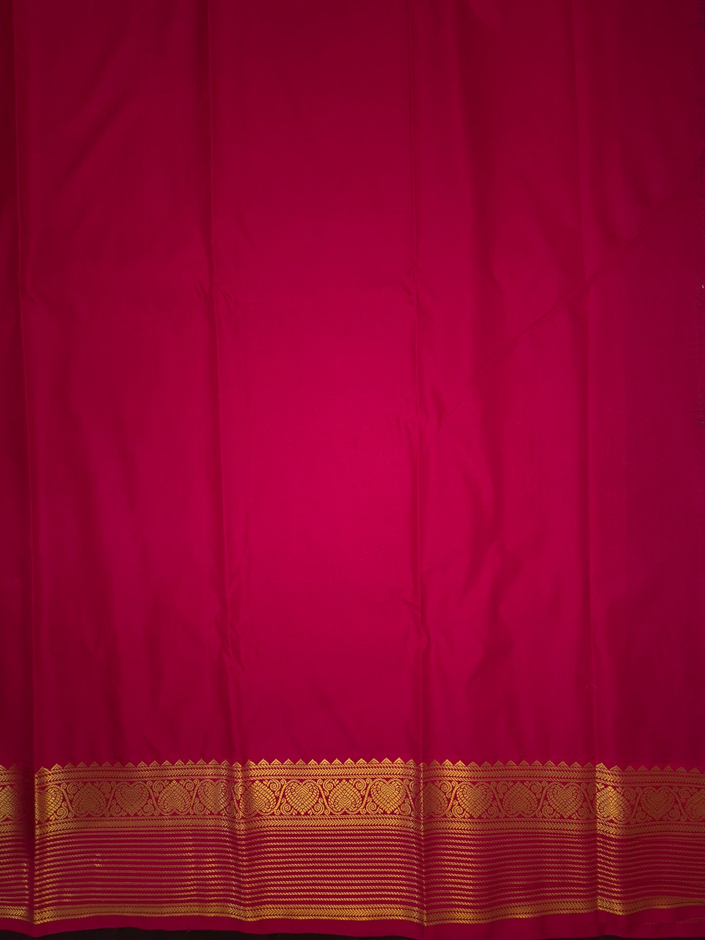 Dark Green Kanchipuram Semi Silk Saree with Checks allover with Dark Pink Border