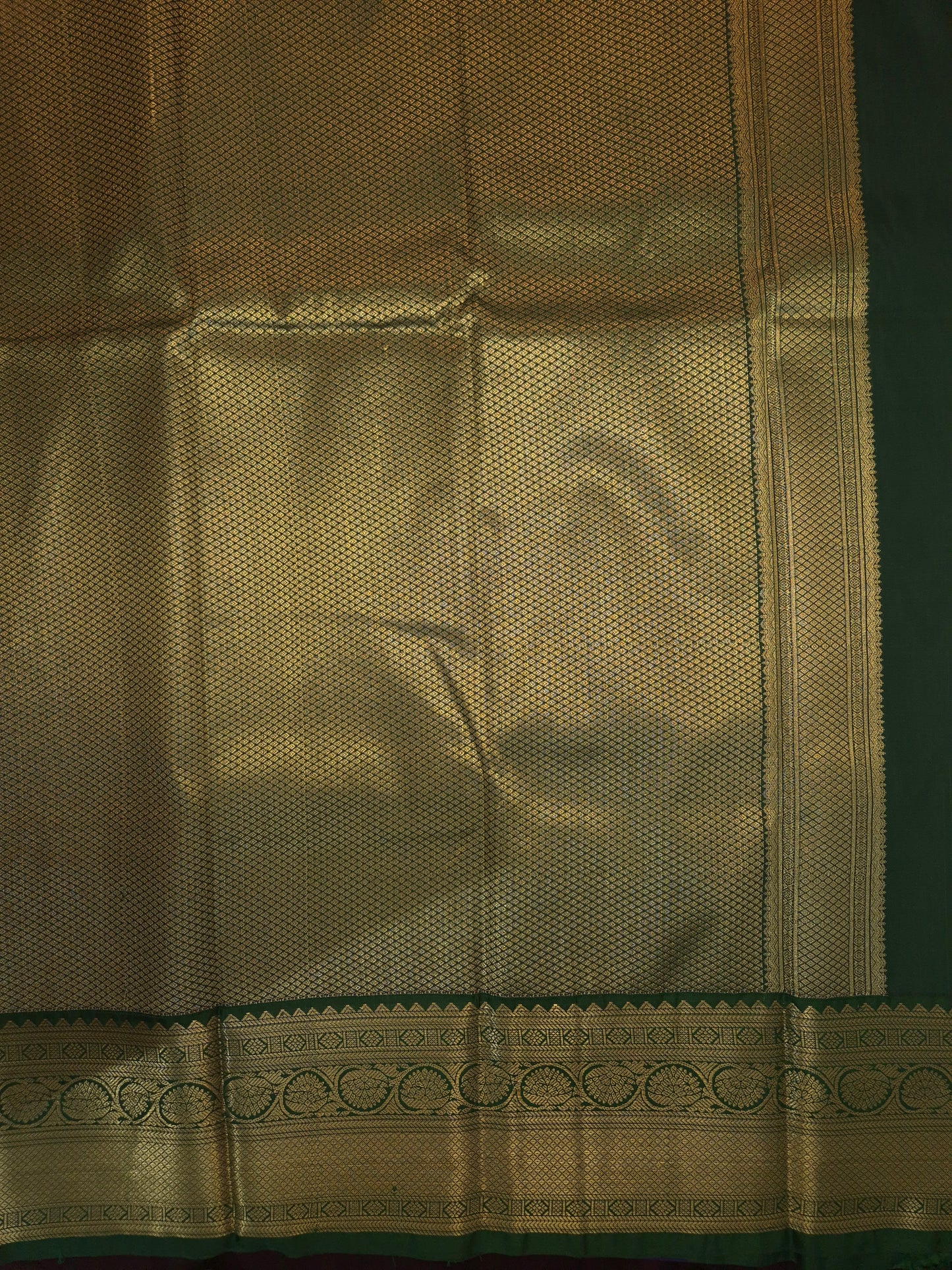 Light Pink Kanchipuram Semi Silk Saree with Dark Green Border