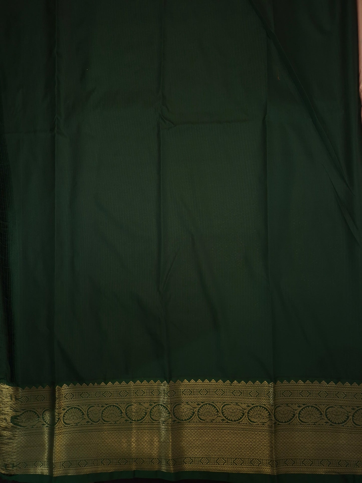 Light Pink Kanchipuram Semi Silk Saree with Dark Green Border