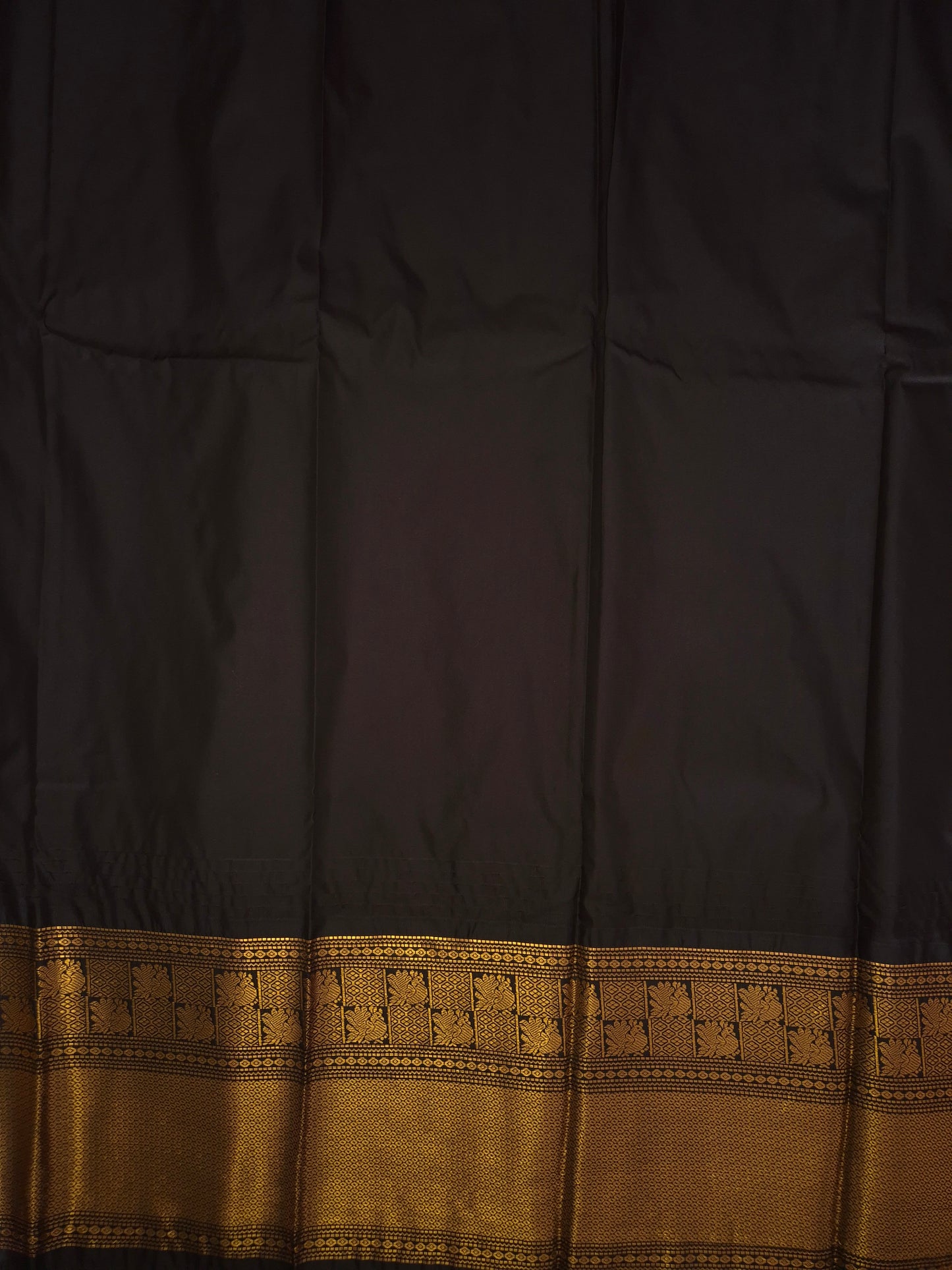 Rani Pink Gadwal Silk Saree with all-over Golden Buttas and Intricate Design on Black Border