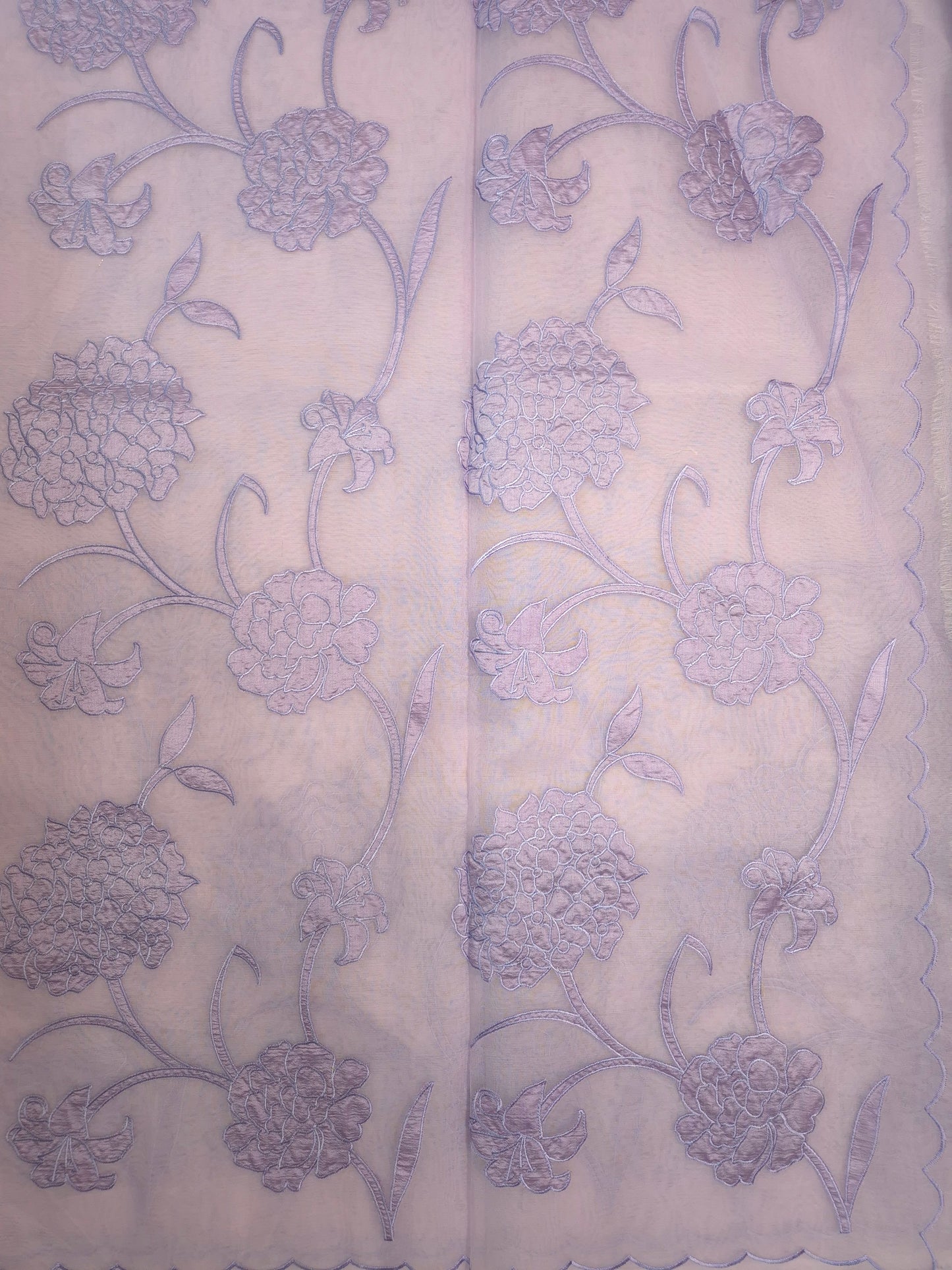 Lavender Organza Applique Saree