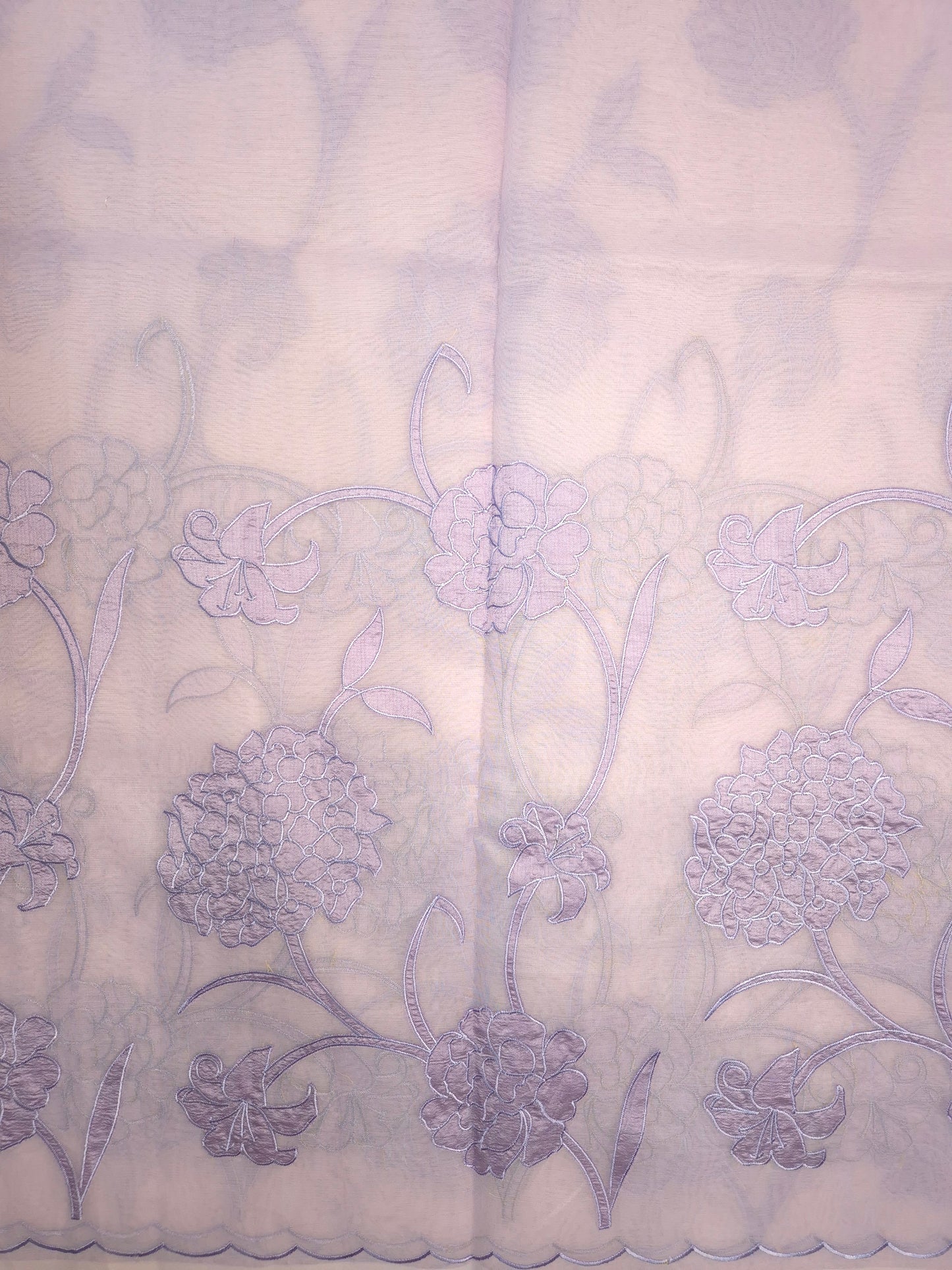 Lavender Organza Applique Saree