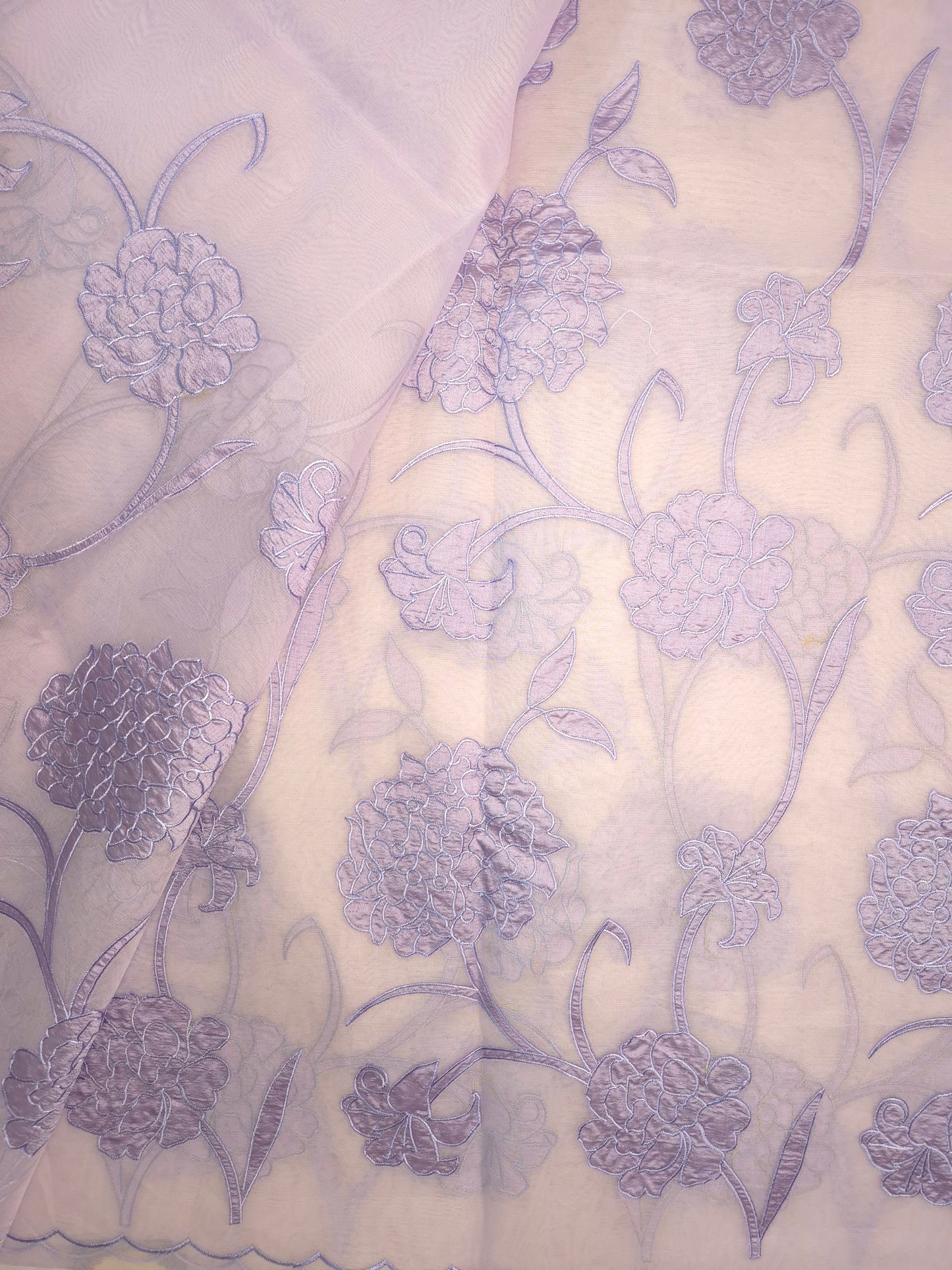 Lavender Organza Applique Saree