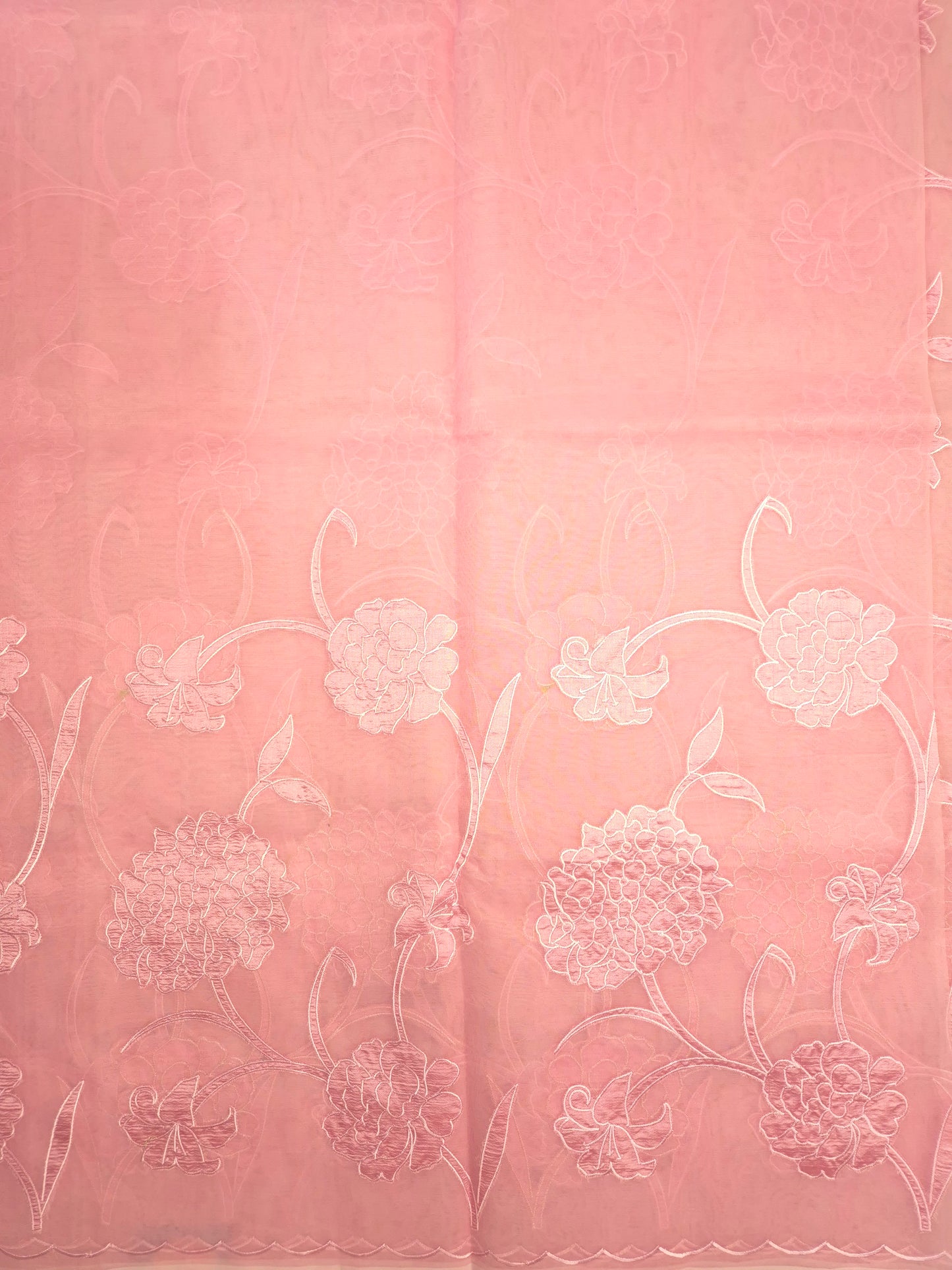 Pastel Pink Organza Applique Saree