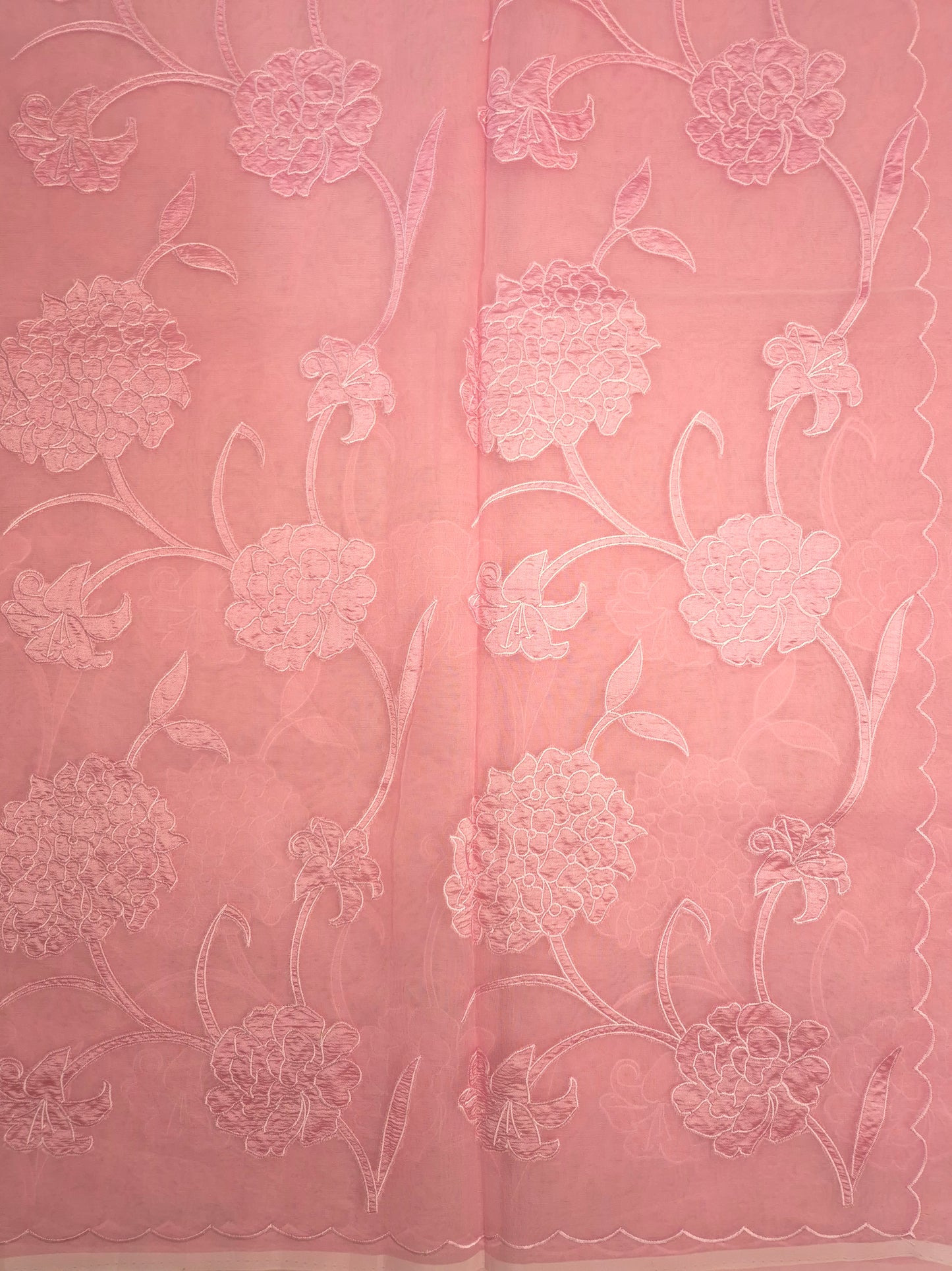 Pastel Pink Organza Applique Saree