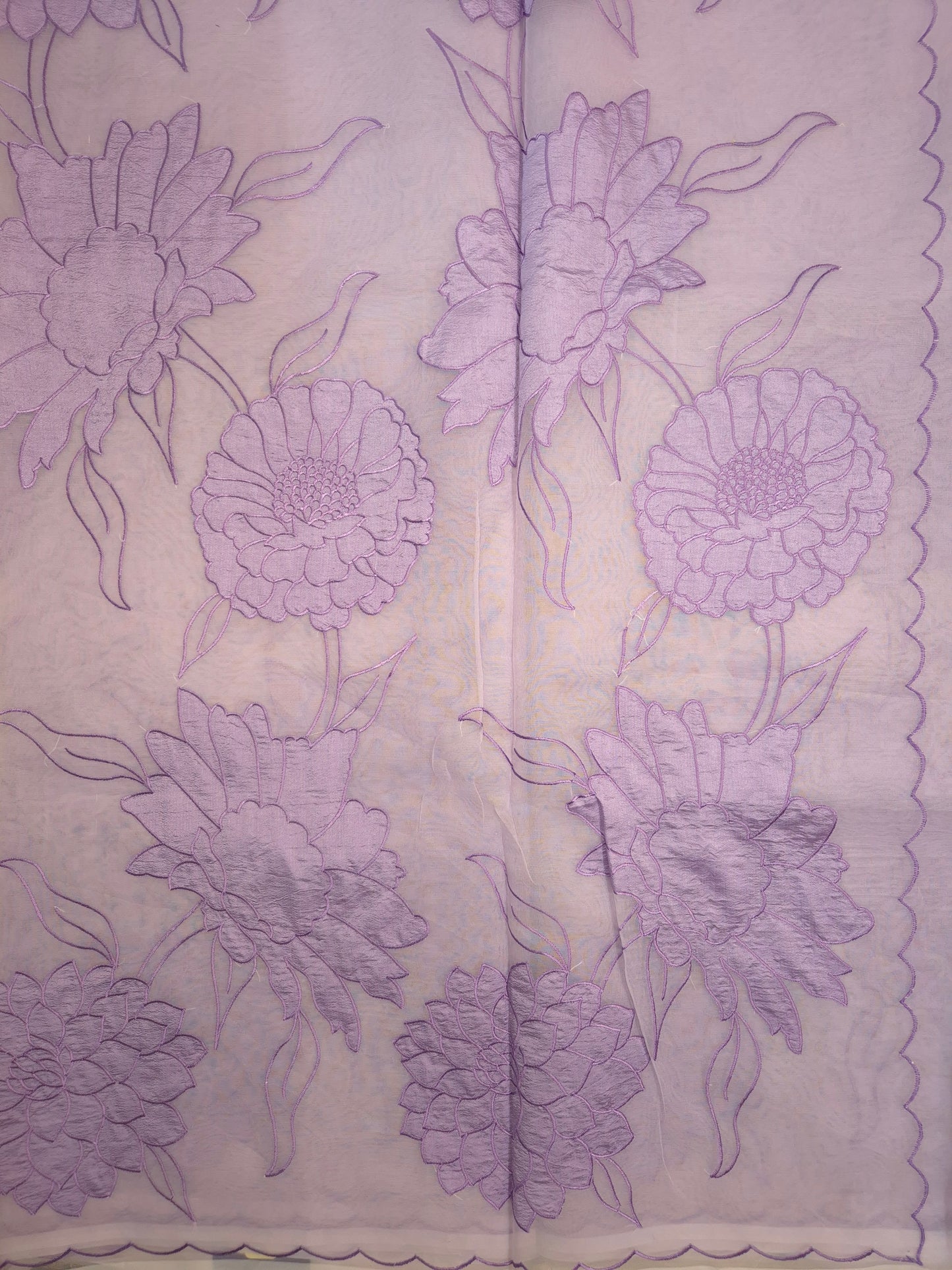 Lilac Organza Applique Saree