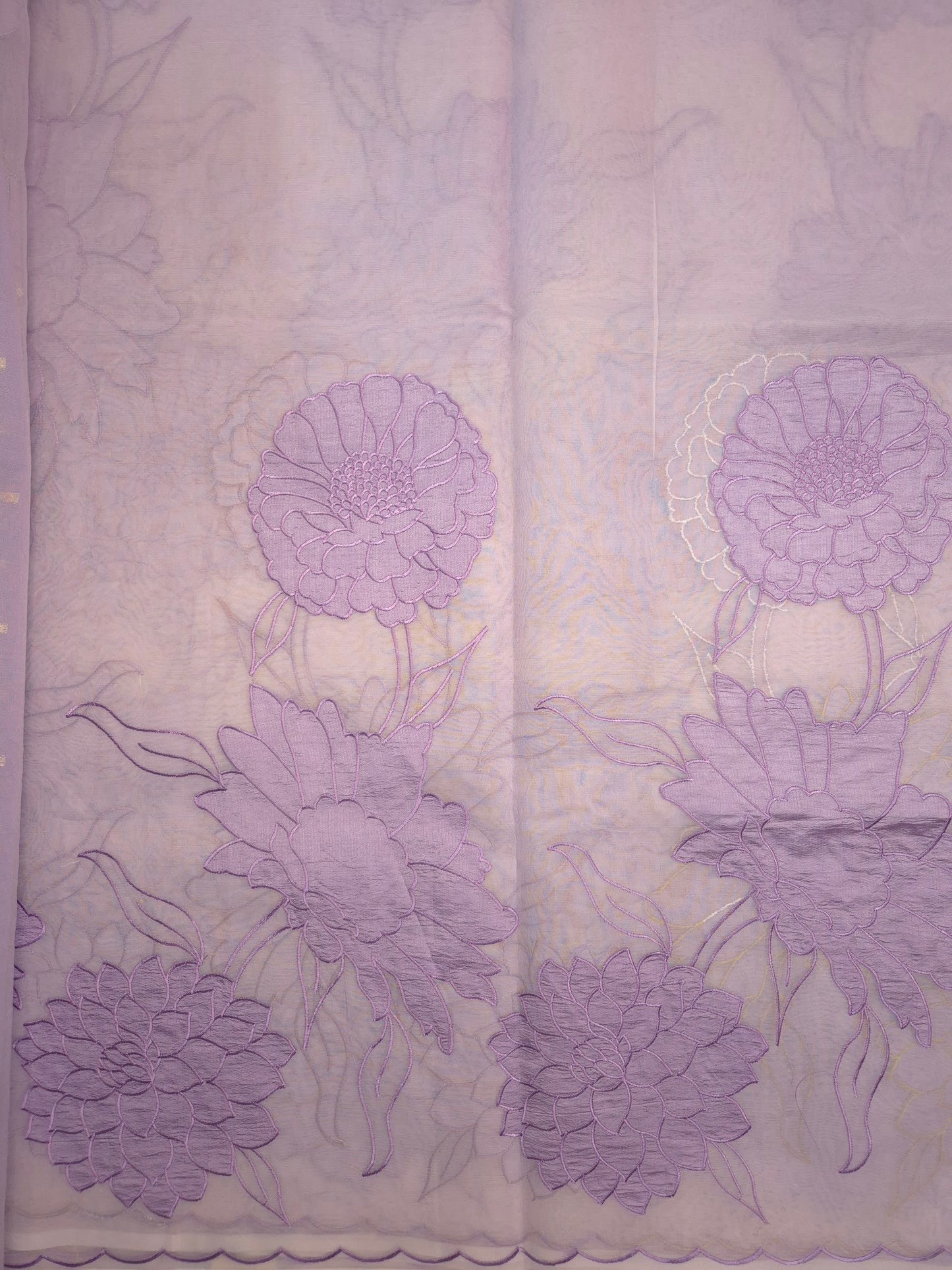 Lilac Organza Applique Saree