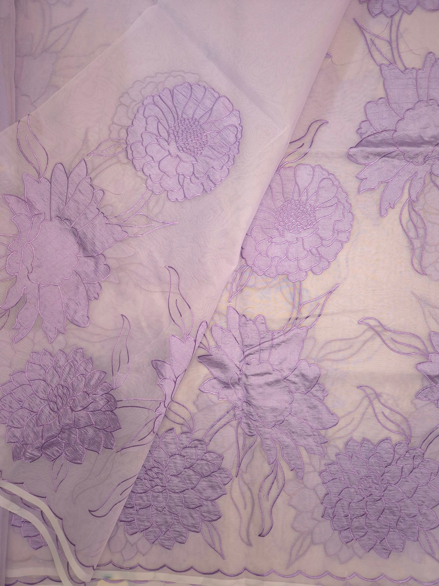 Lilac Organza Applique Saree