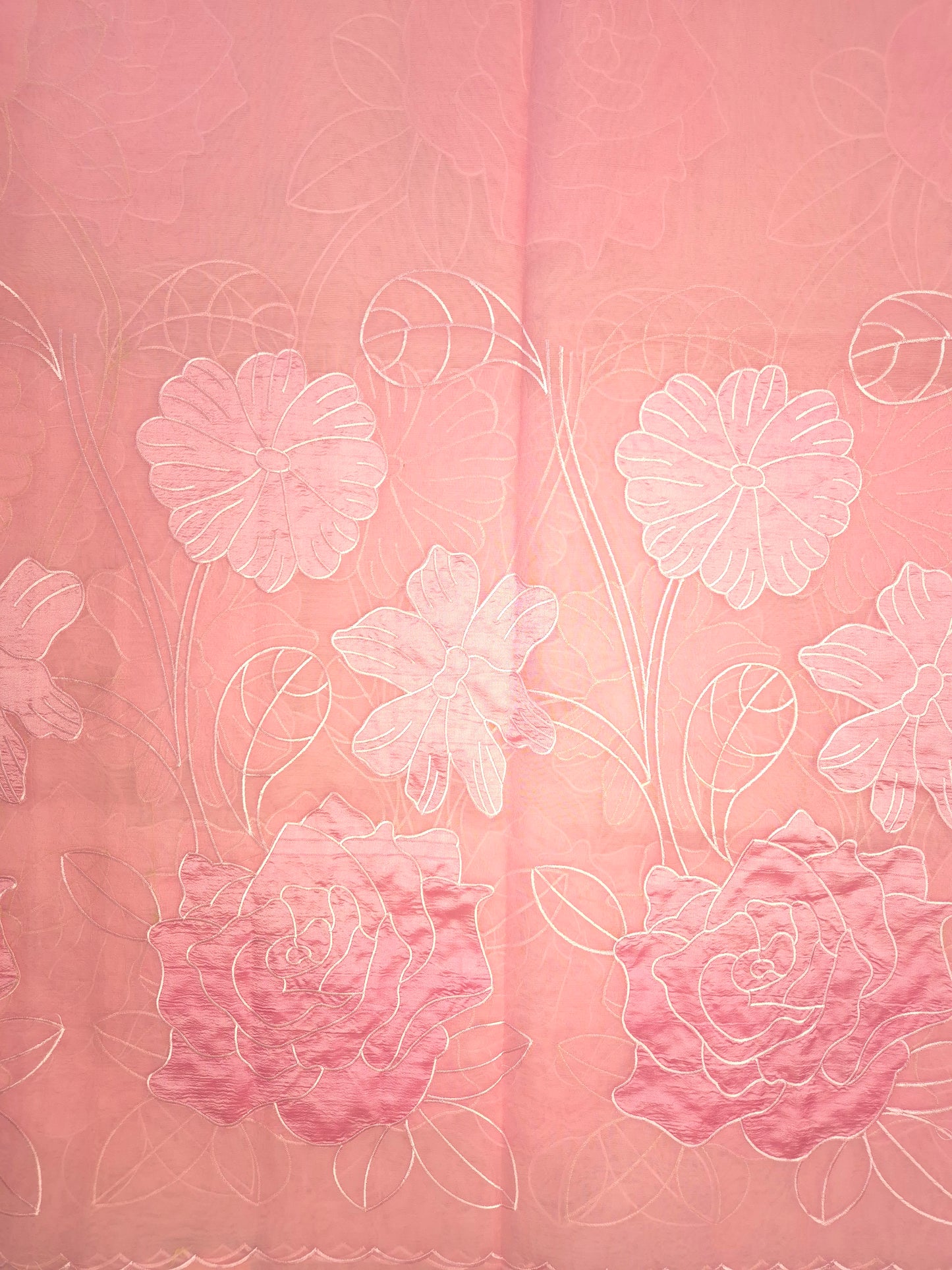 Pastel Pink Organza Applique Saree