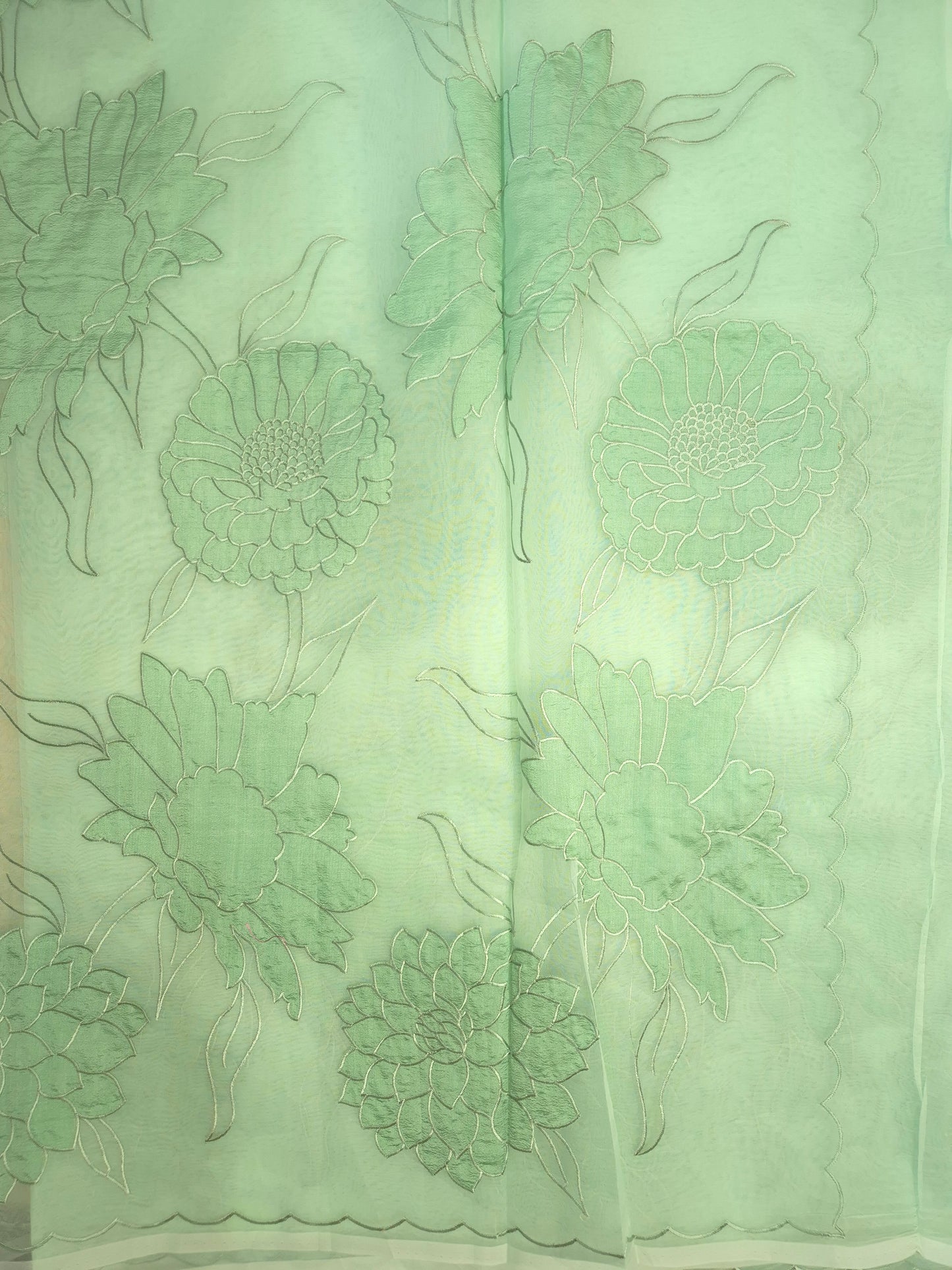 Pastel Mint Organza Applique Saree