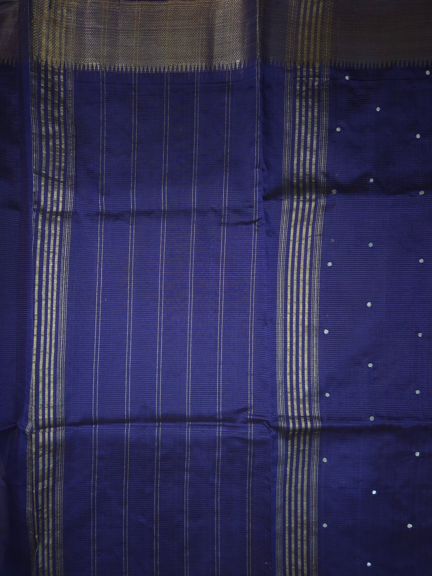 Navy Blue Mangalgiri Pattu Saree with Mirror work