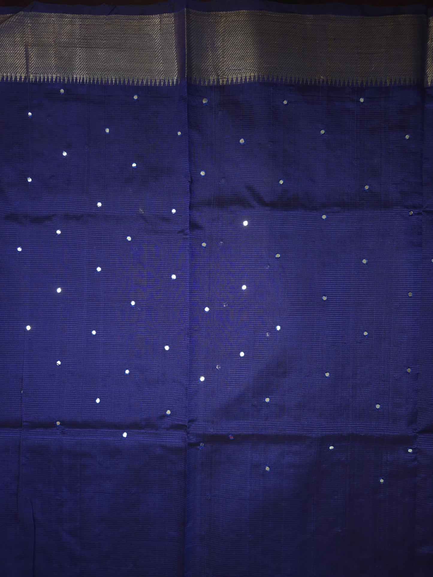 Navy Blue Mangalgiri Pattu Saree with Mirror work