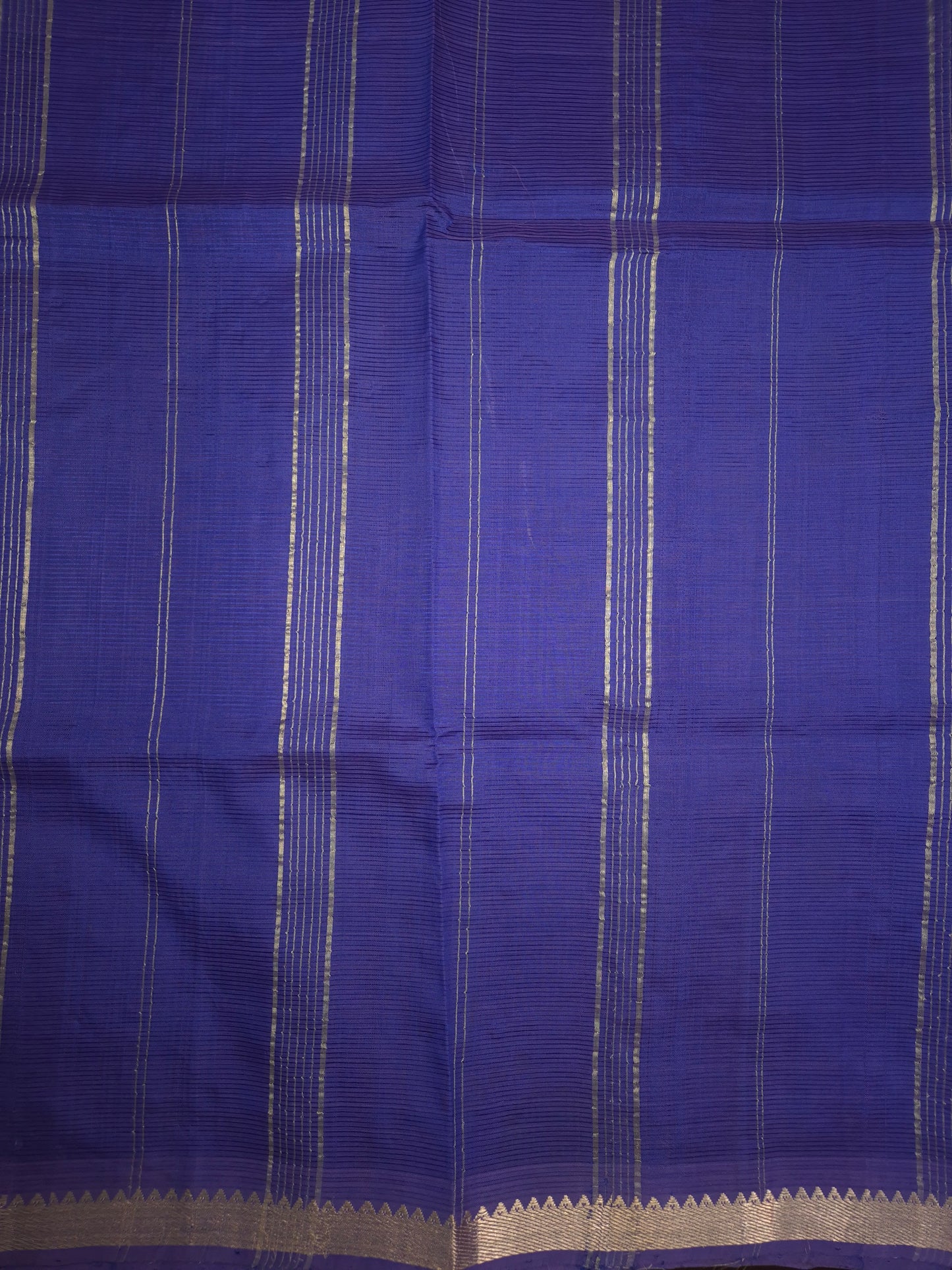 Deep Navy Blue Mangalgiri Pattu Saree with Mirror work