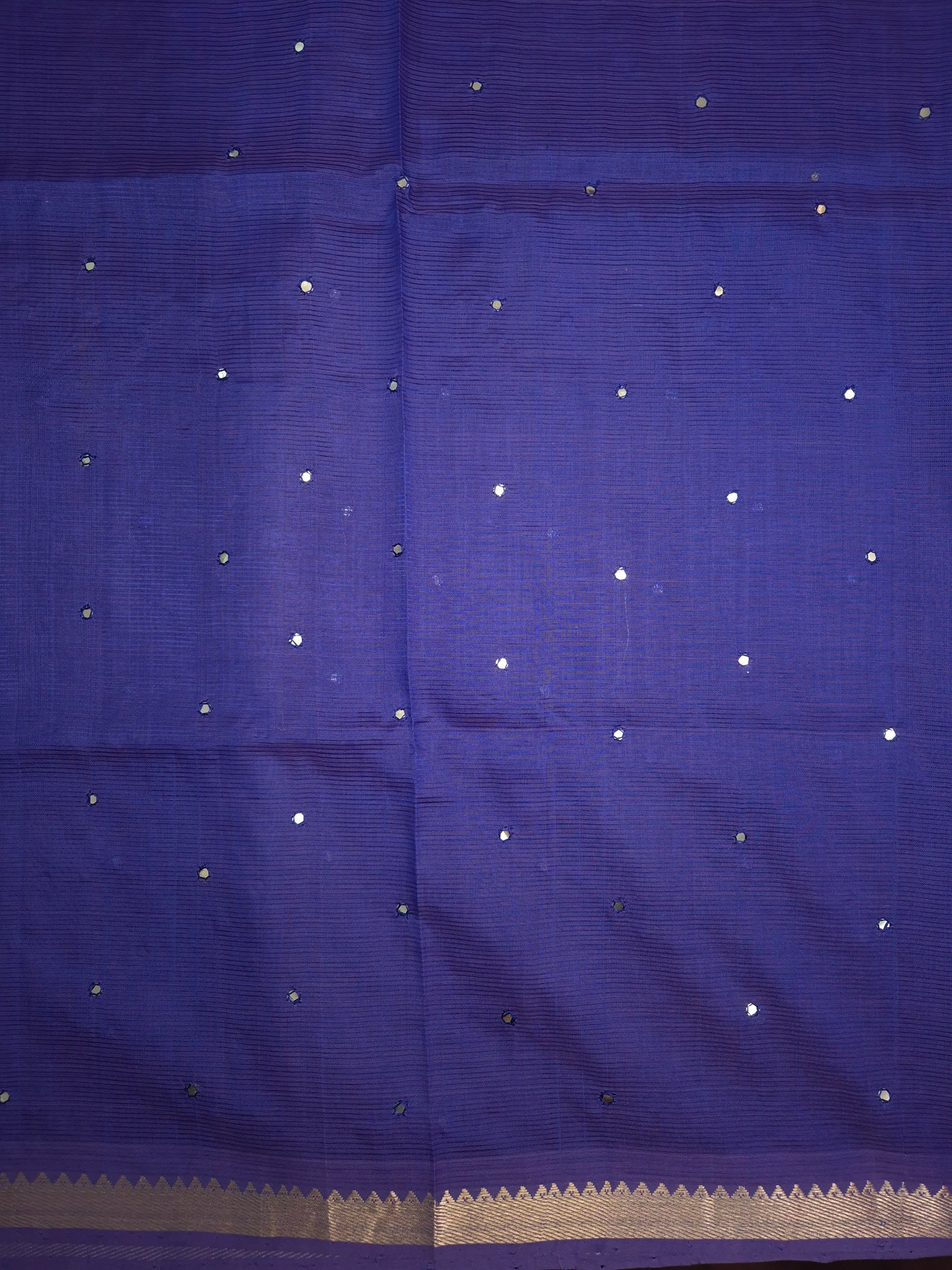 Deep Navy Blue Mangalgiri Pattu Saree with Mirror work