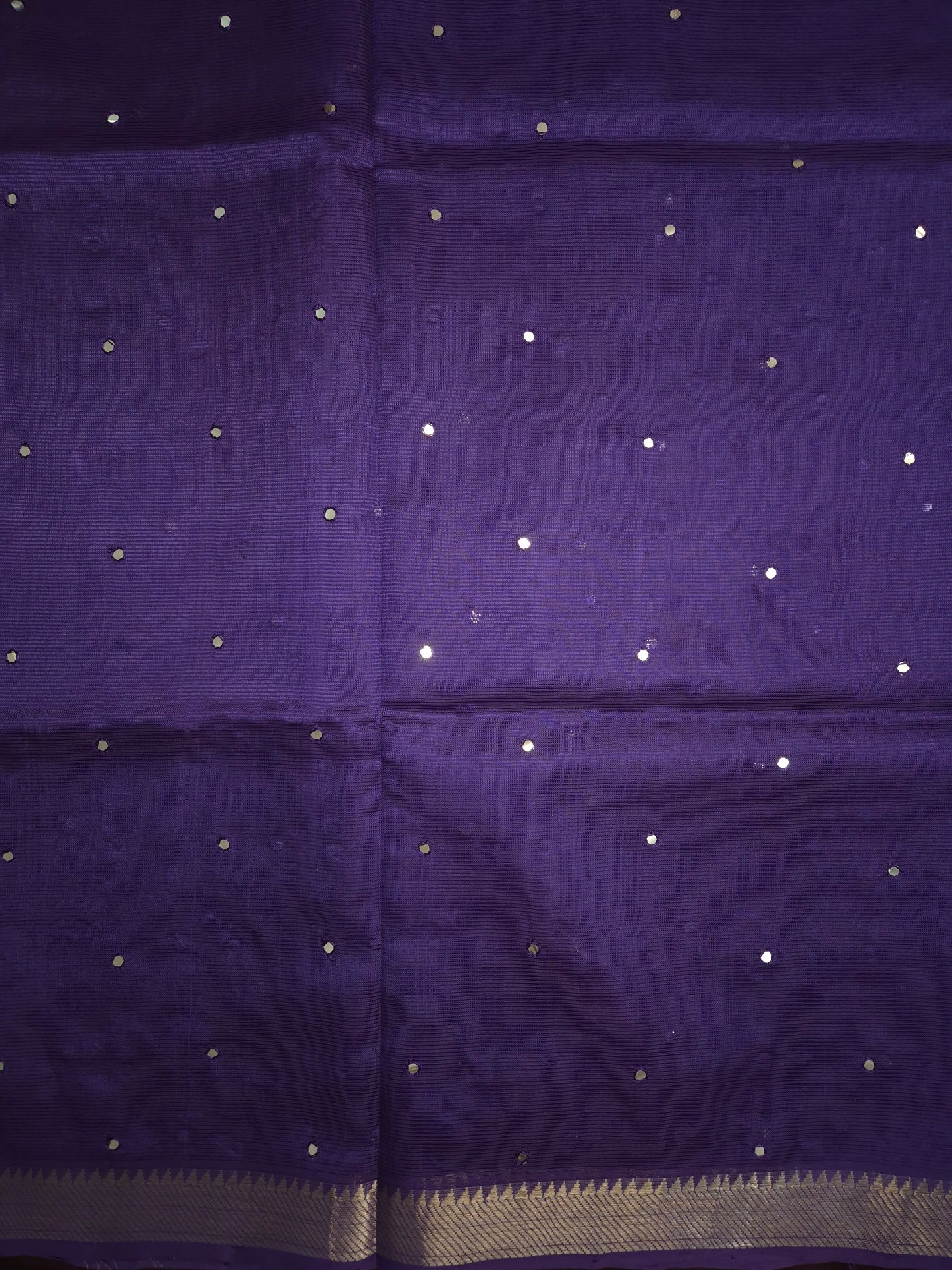 Indigo Mangalgiri Pattu Saree with Mirror work