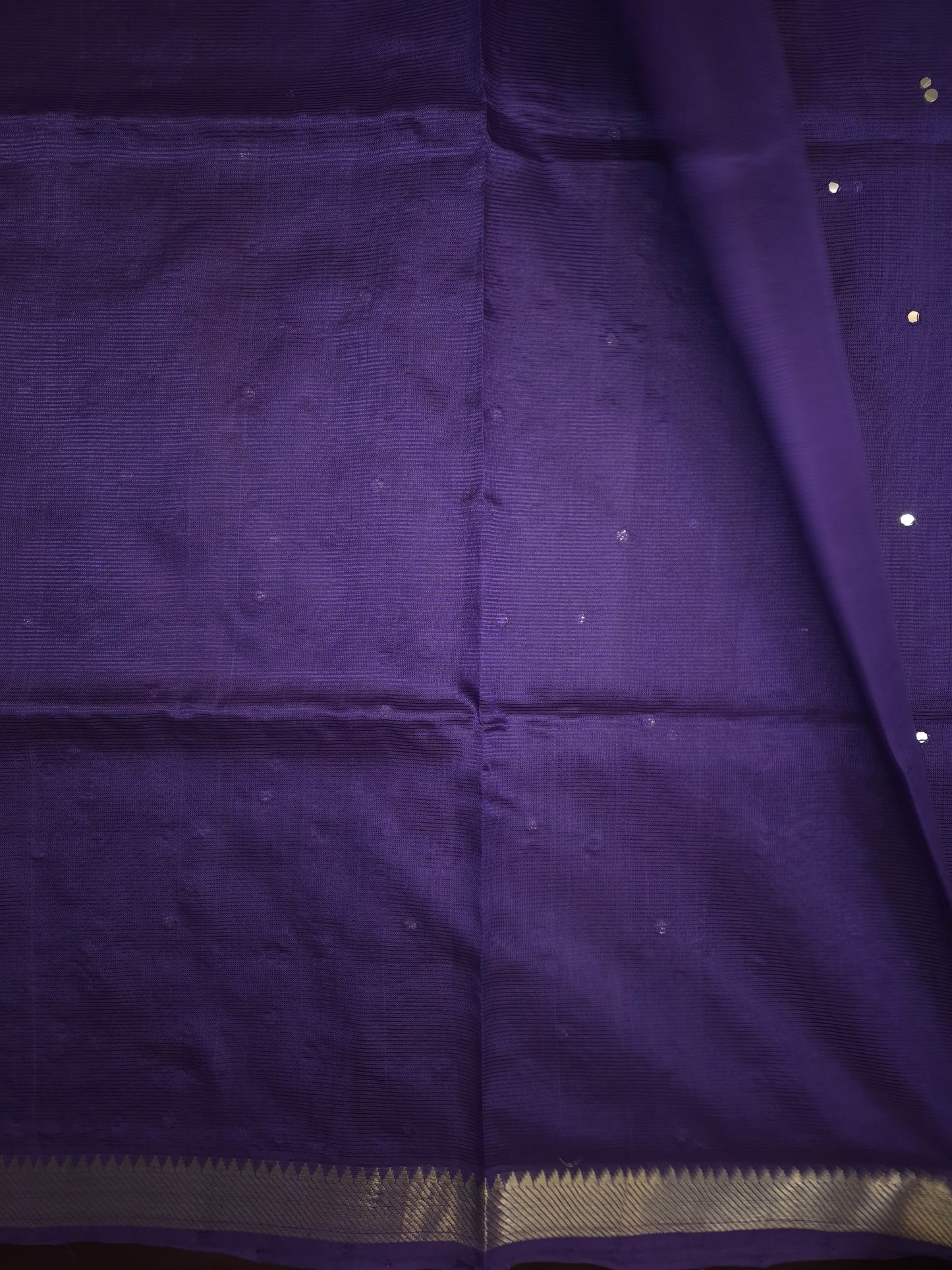 Indigo Mangalgiri Pattu Saree with Mirror work