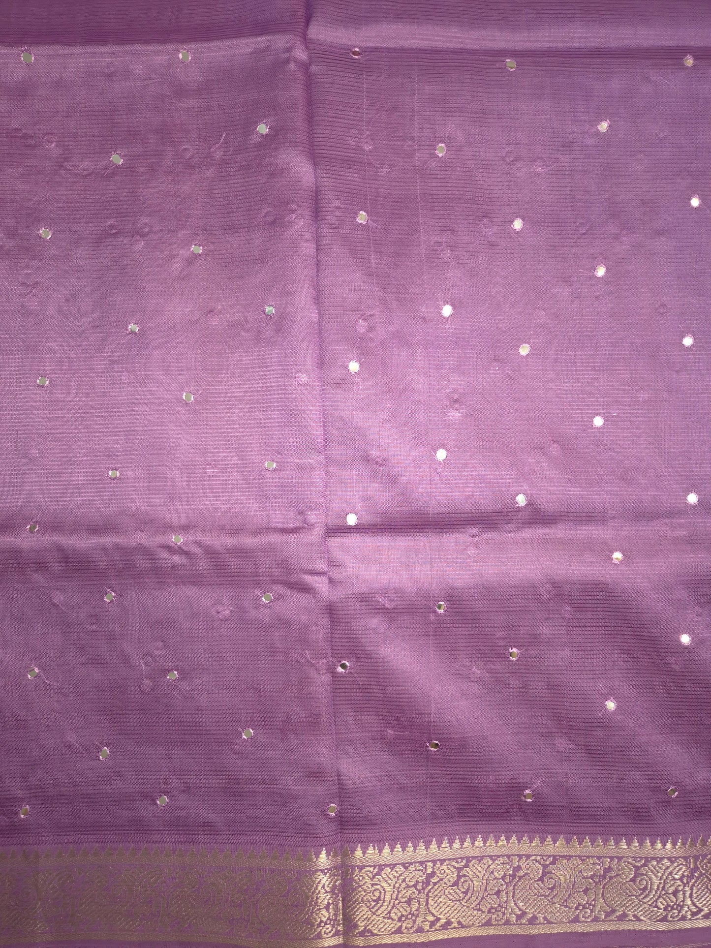 Lavender Mangalgiri Pattu Saree with Mirror work