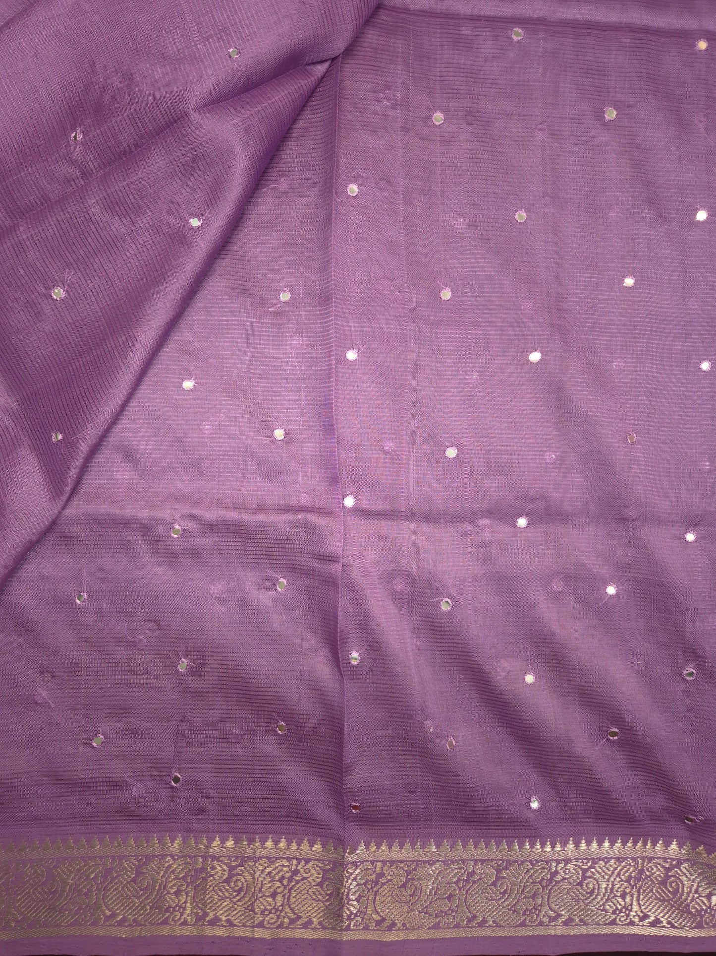 Lavender Mangalgiri Pattu Saree with Mirror work