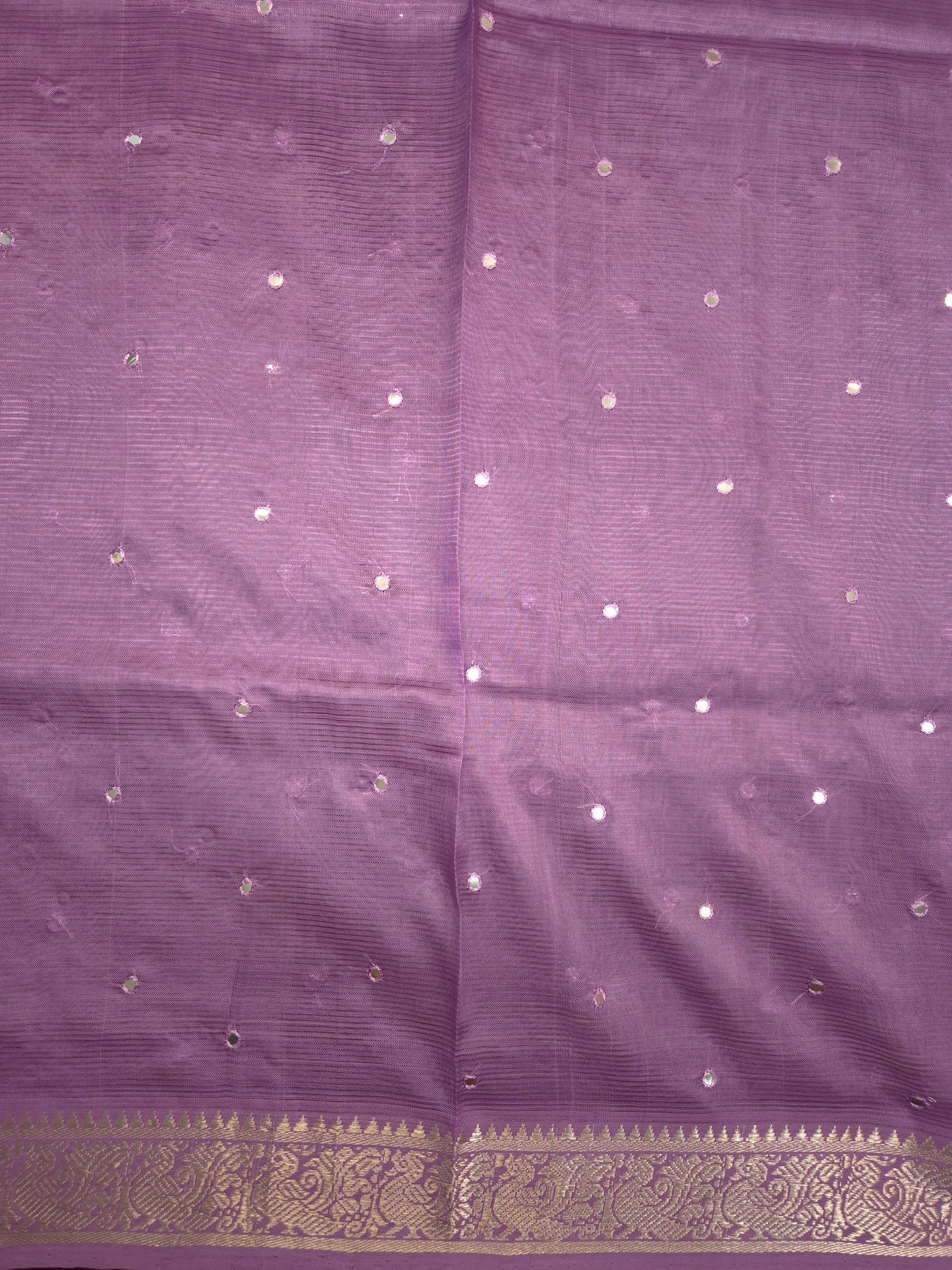 Lavender Mangalgiri Pattu Saree with Mirror work